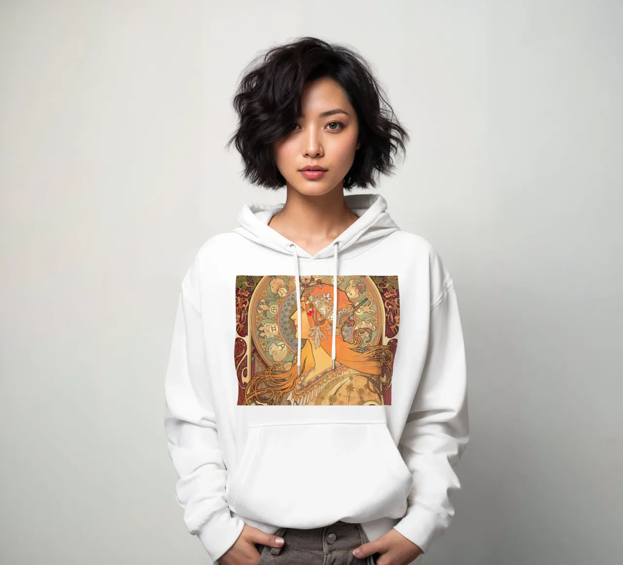 Alphonse mucha - zodiaco felpa con cappuccio da William Store