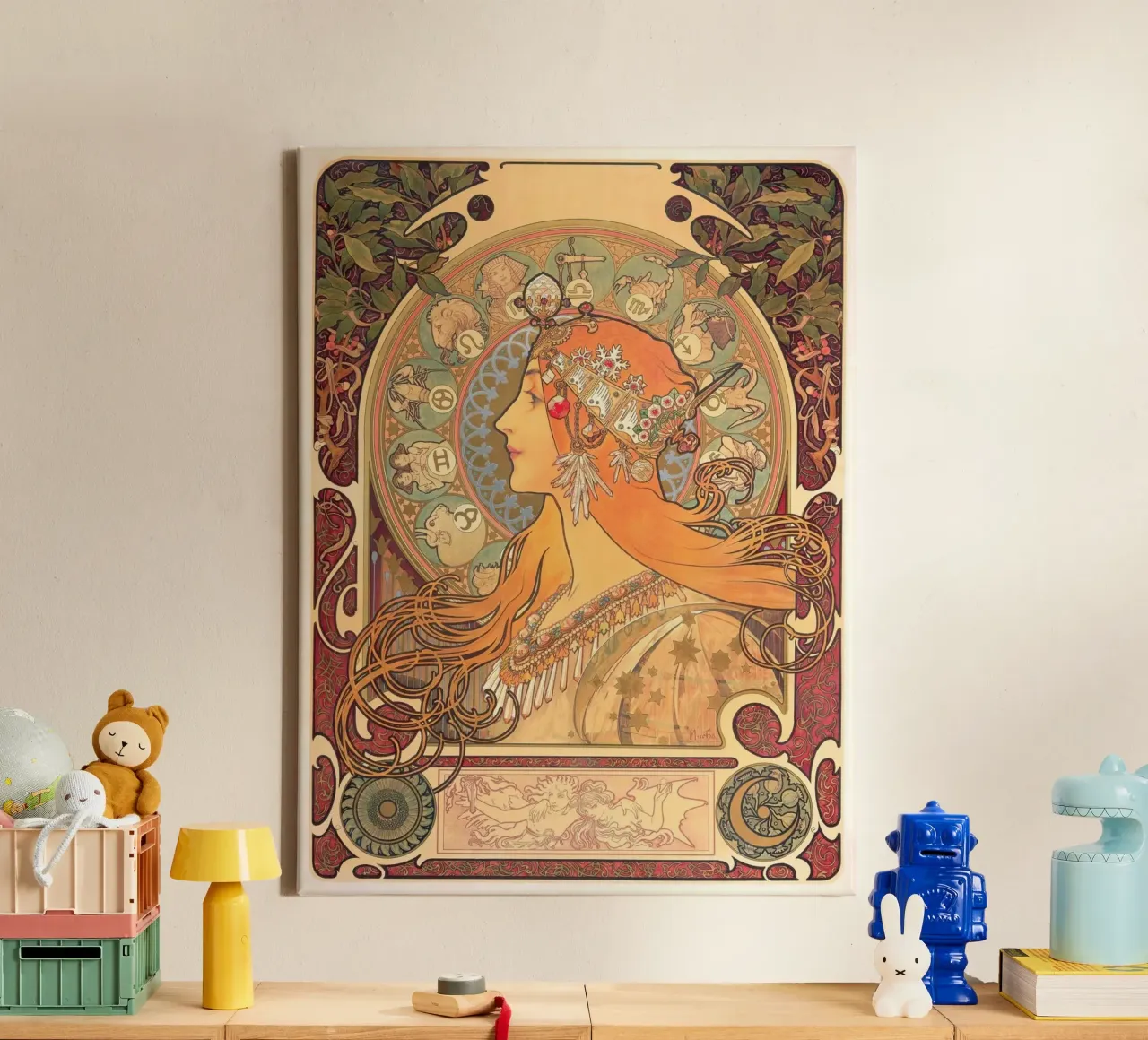 Alphonse mucha - zodiaco tela con Cornice a cassetta da William Store