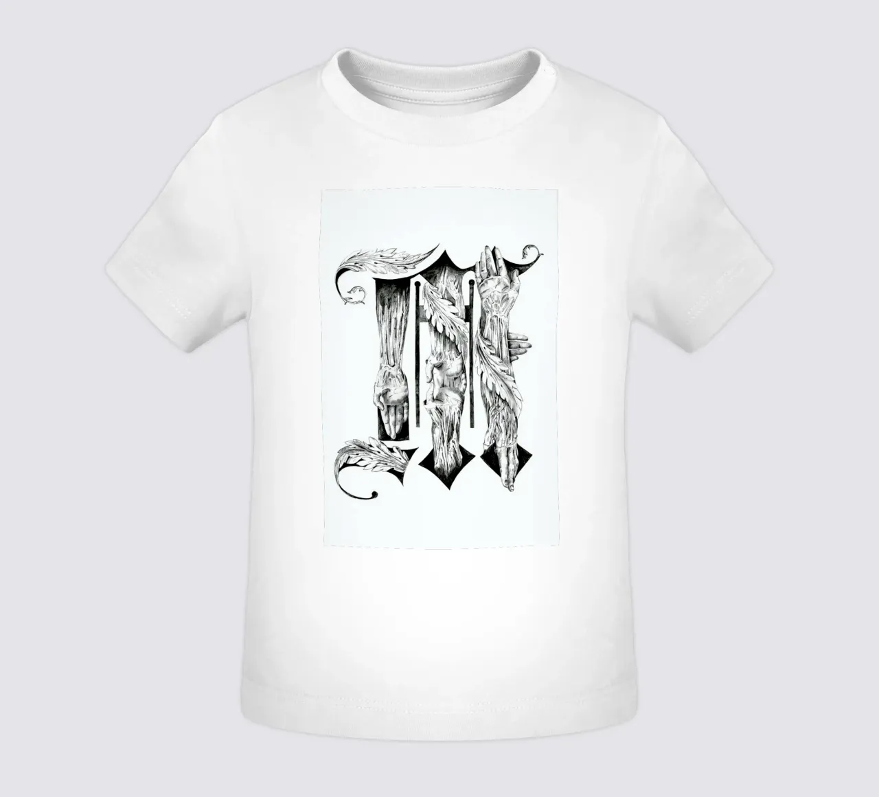 Blackletter M Drawing baby t-shirt by Birgit Palma