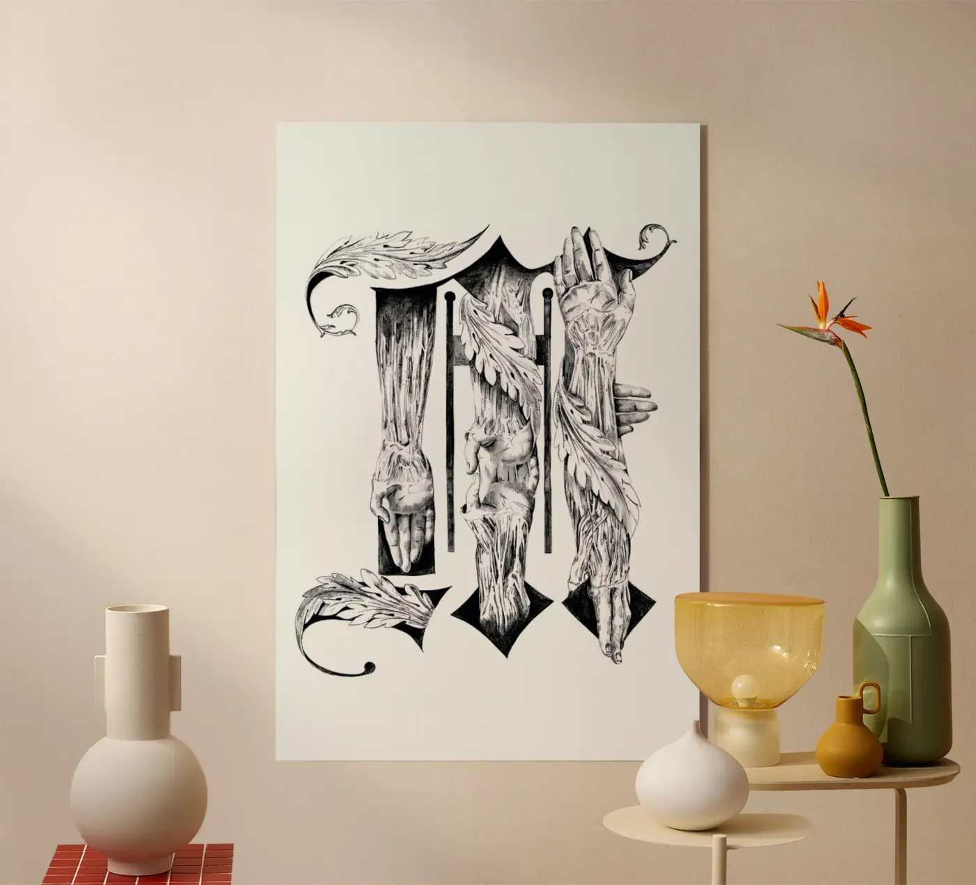 Blackletter M Drawing plexiglass da Birgit Palma