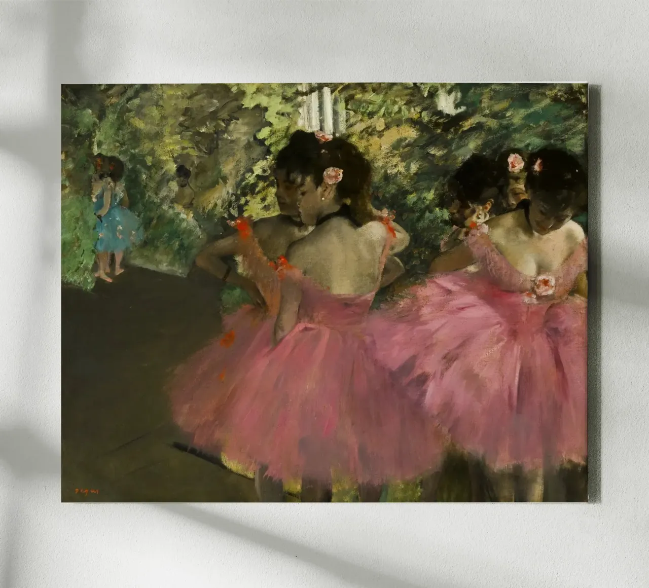 Edgar Degas - Dansers in roze canvas met Baklijst van Timeless Artworks
