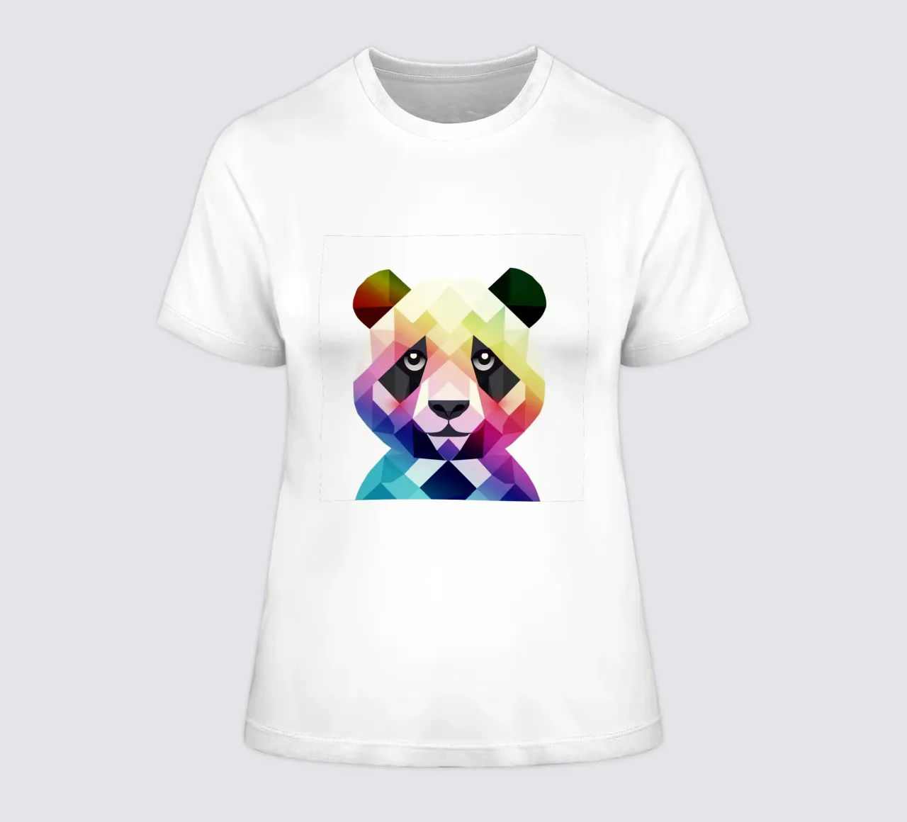Colourful rainbow panda - Colourful geometric art women's fitted t-shirt by namosh