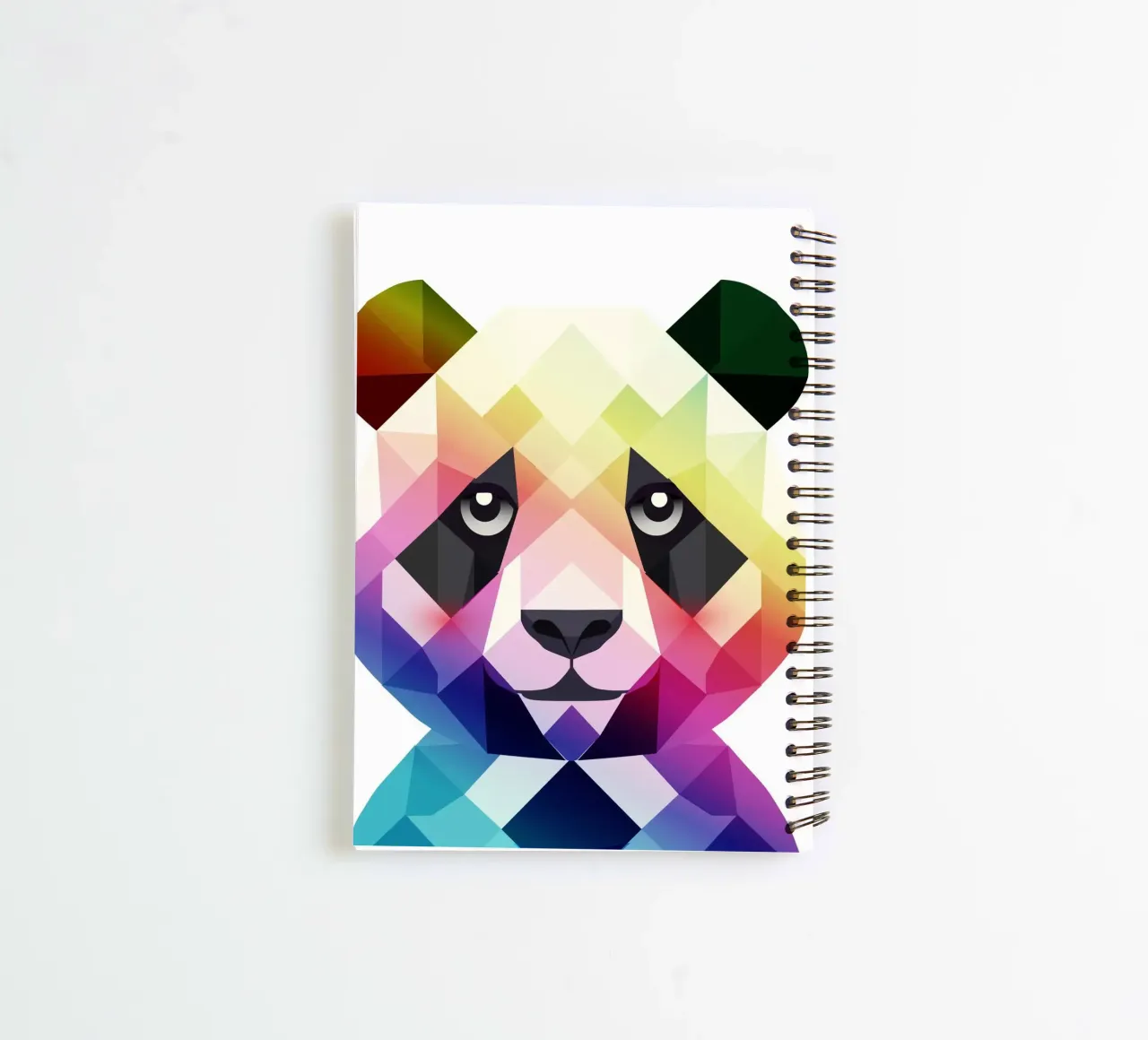 Colourful rainbow panda - Colourful geometric art spiral notebook by namosh