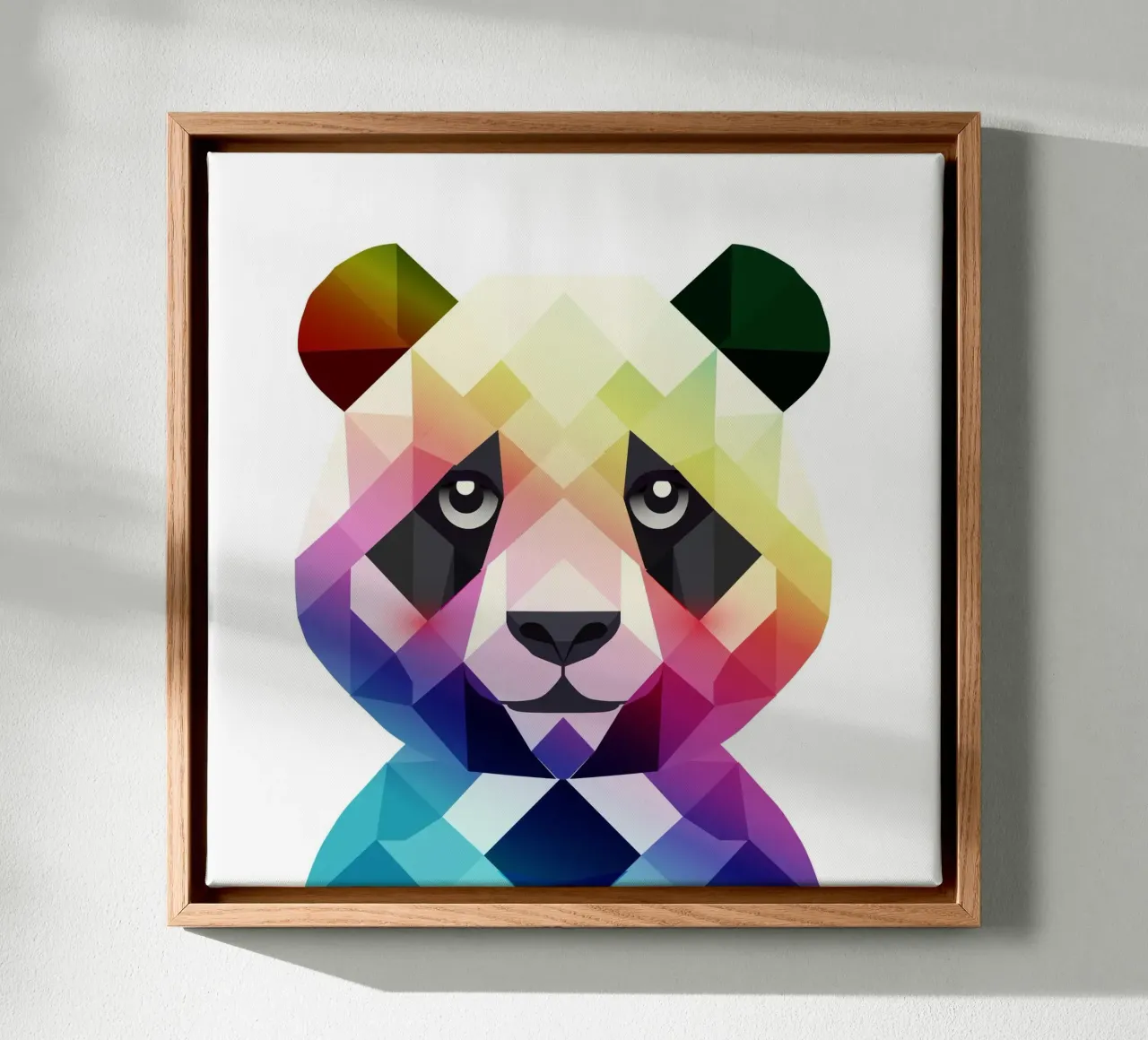 Colourful rainbow panda - Colourful geometric art canvas by namosh