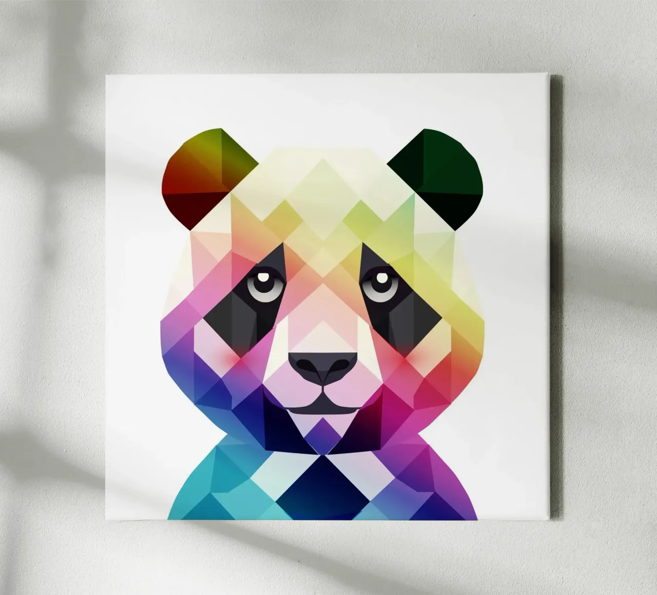 Colourful rainbow panda - Colourful geometric art canvas by namosh