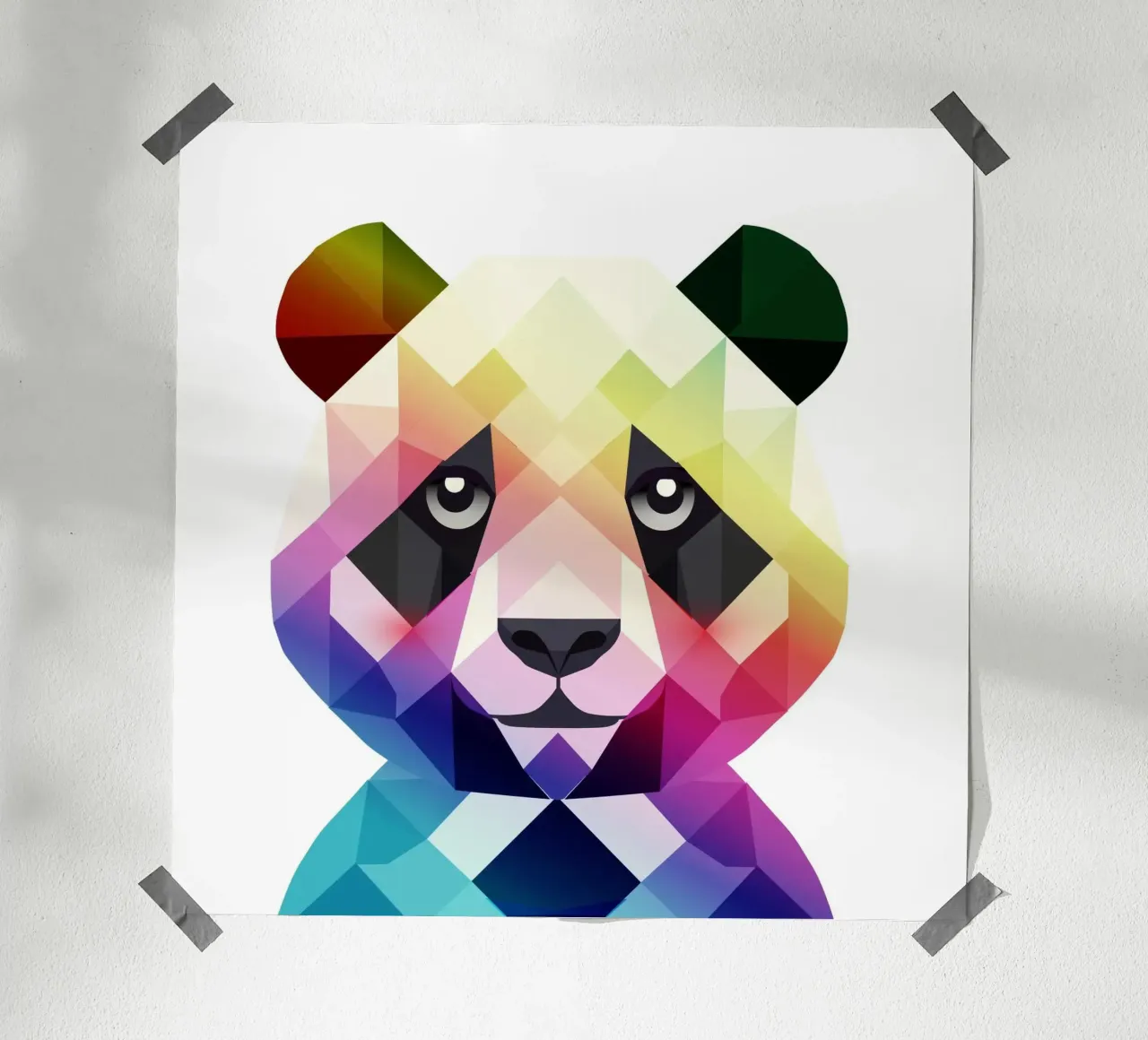Panda arcobaleno colorato - Arte geometrica colorata carta hahnemühle da namosh
