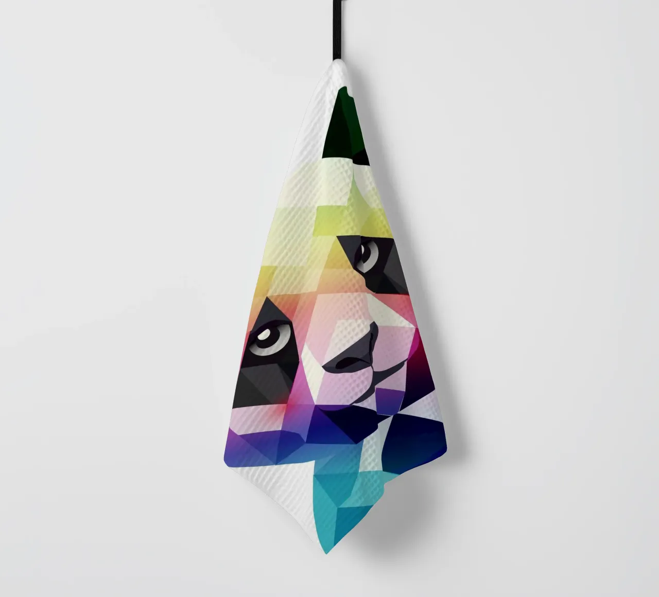 Panda arc-en-ciel coloré - art géométrique coloré torchon de namosh