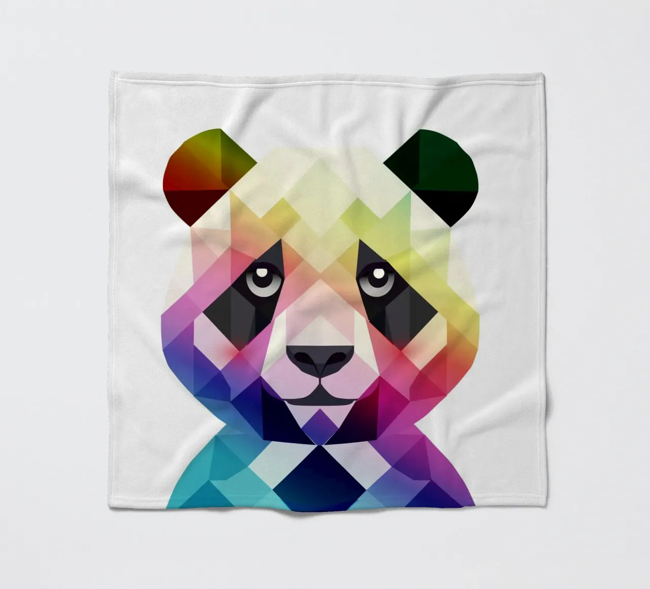 Colourful rainbow panda - Colourful geometric art fleece blanket by namosh
