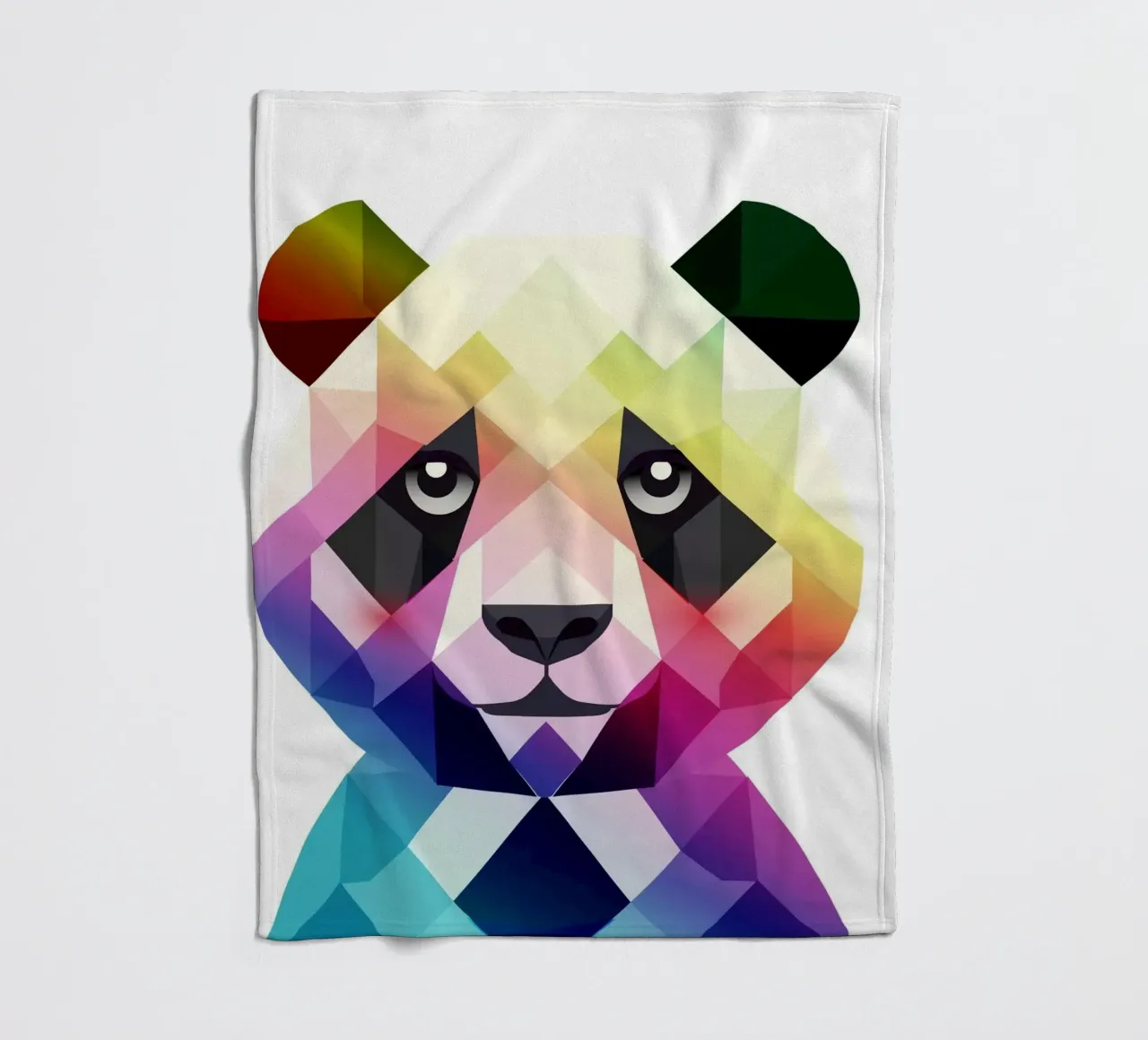 Colourful rainbow panda - Colourful geometric art fleece blanket by namosh
