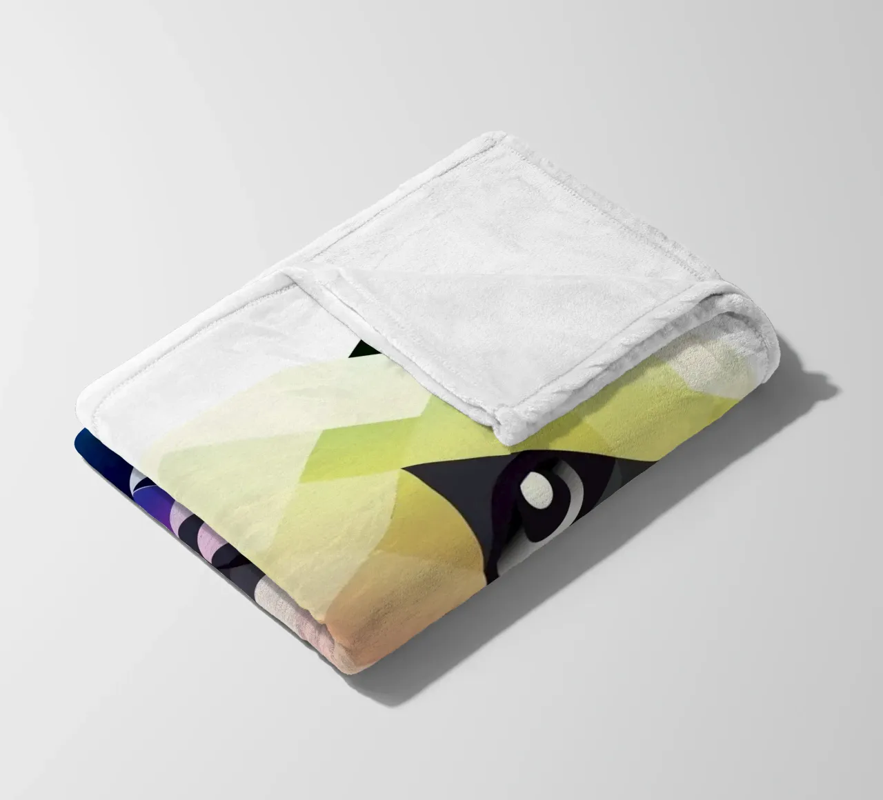 Colourful rainbow panda - Colourful geometric art fleece blanket by namosh