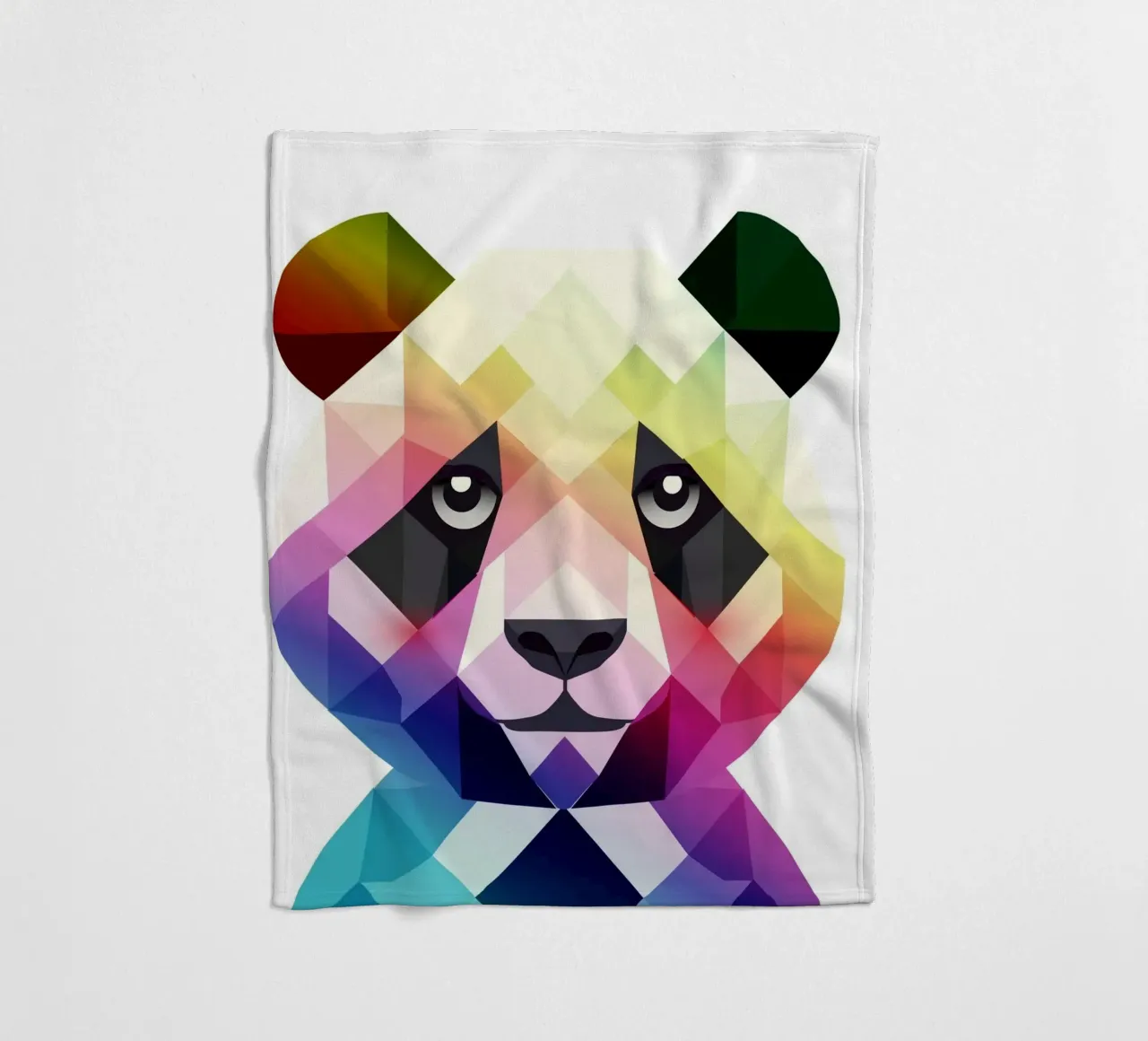 Colourful rainbow panda - Colourful geometric art fleece blanket by namosh