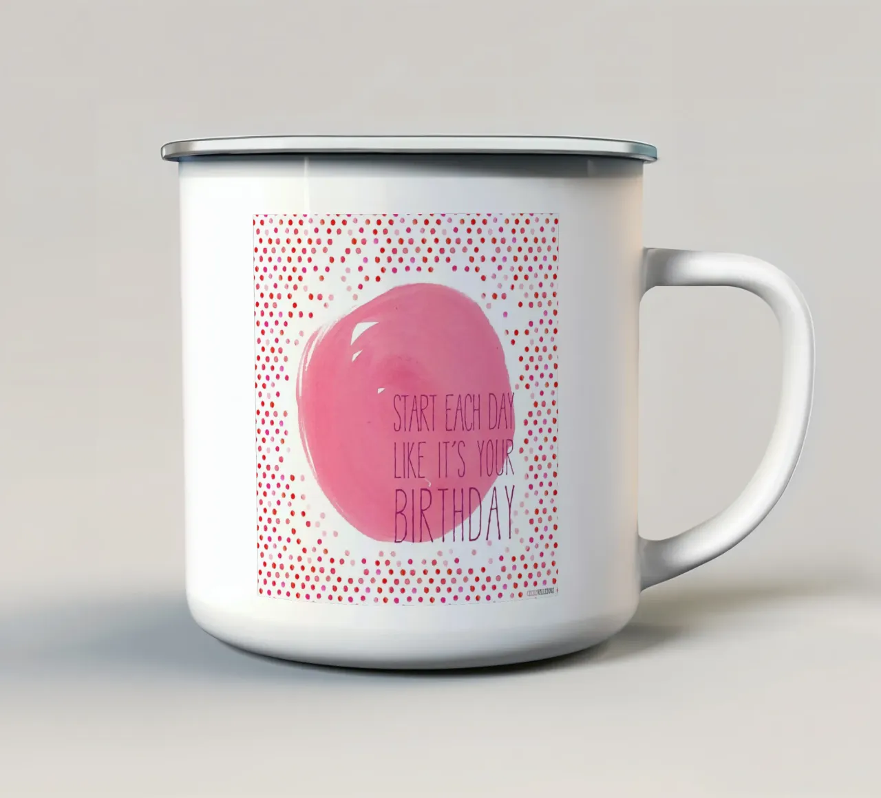 Birthday tazza in smalto da La Belette Rose