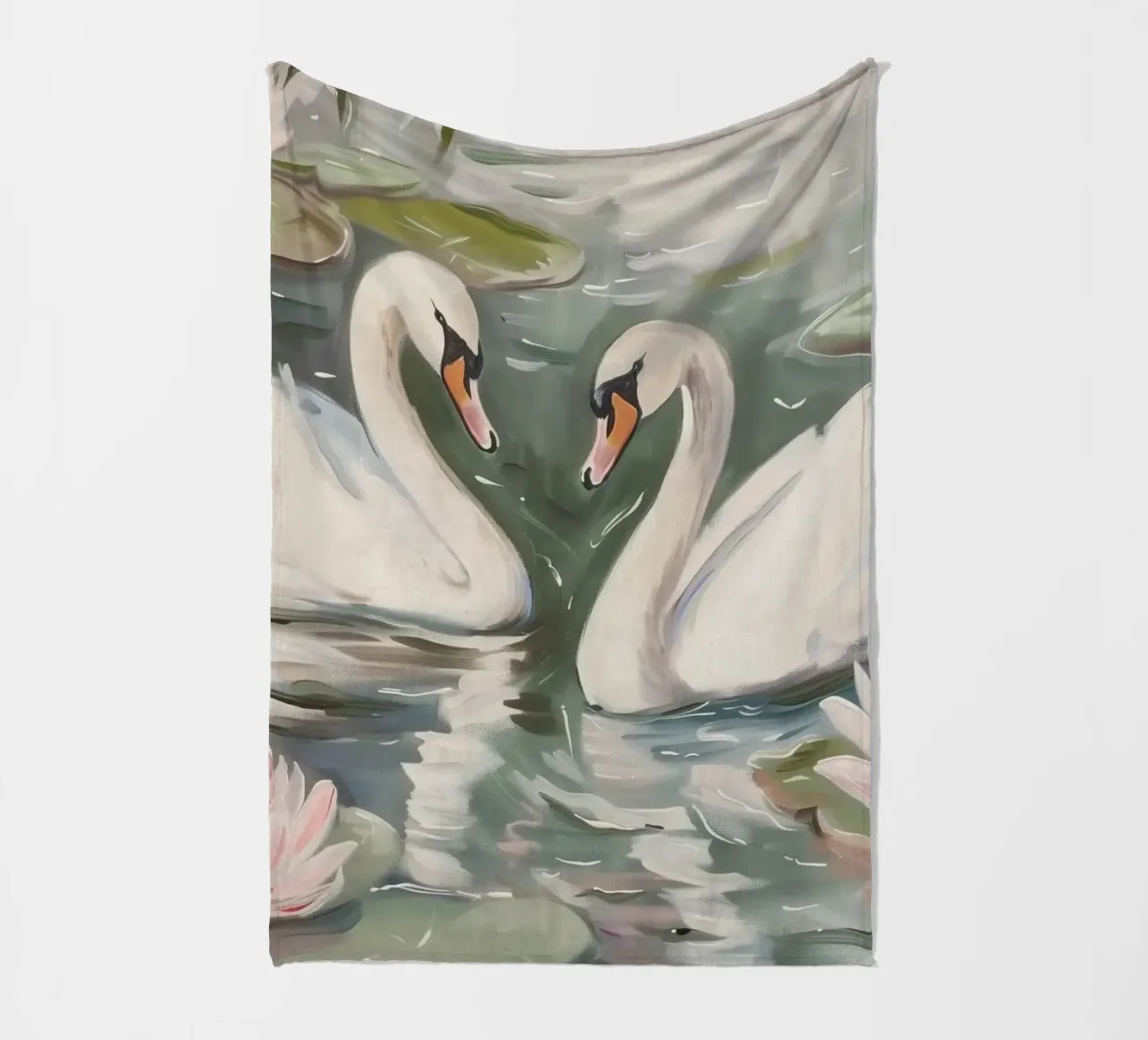 Coppia di cigni coperta in pile da Melloi Art Print
