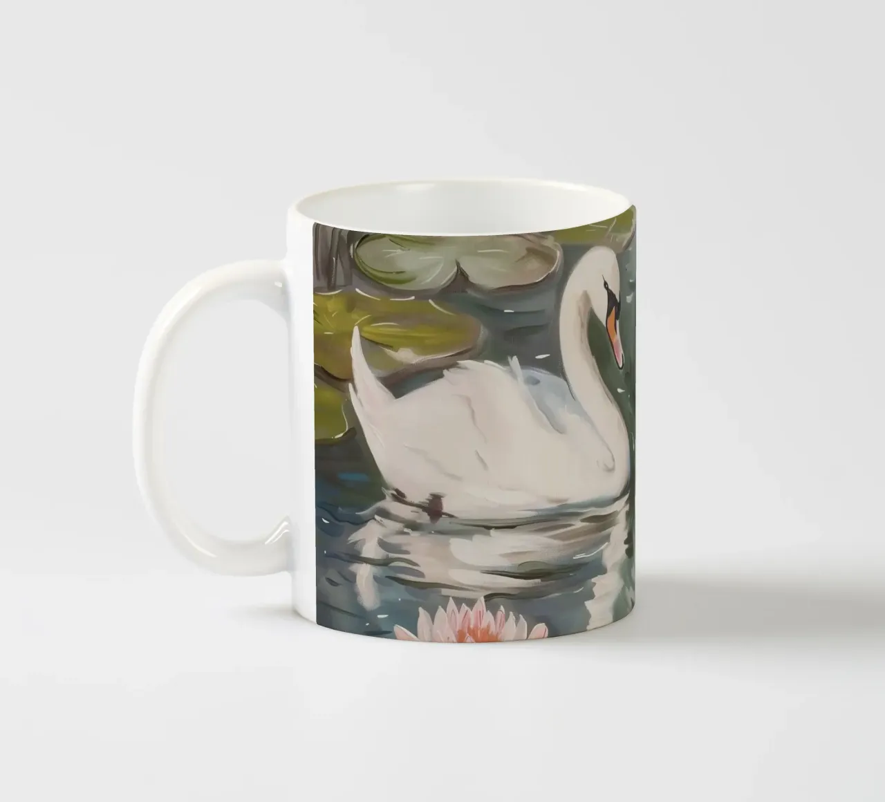 Coppia di cigni tazza in ceramica da Melloi Art Print
