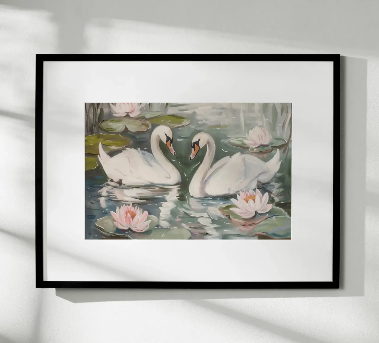Coppia di cigni carta hahnemühle da Melloi Art Print