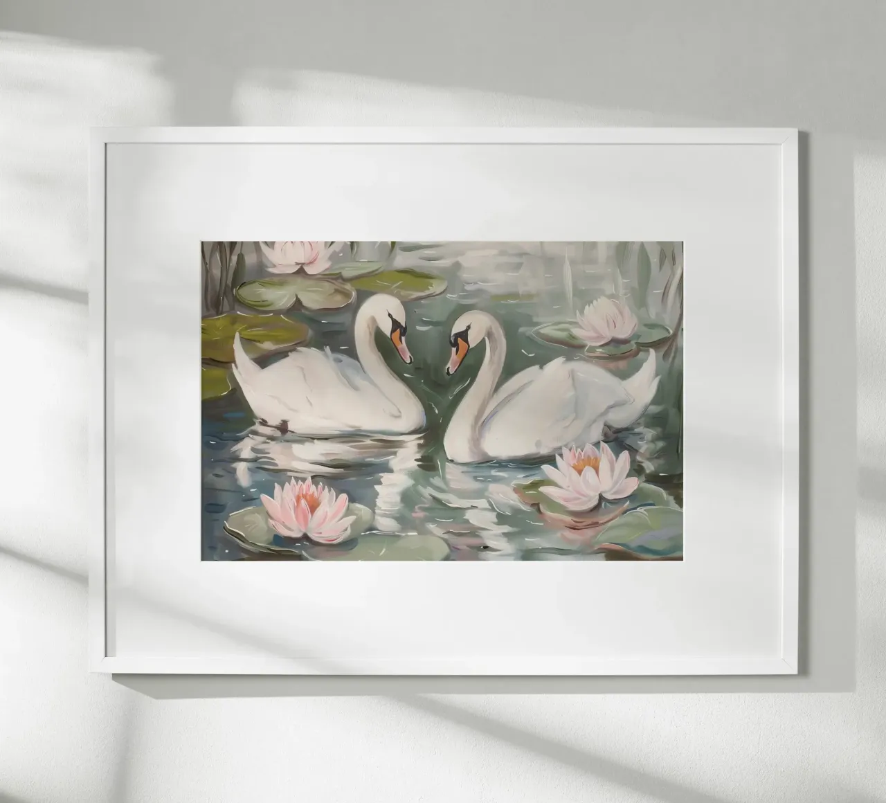 Coppia di cigni carta hahnemühle da Melloi Art Print