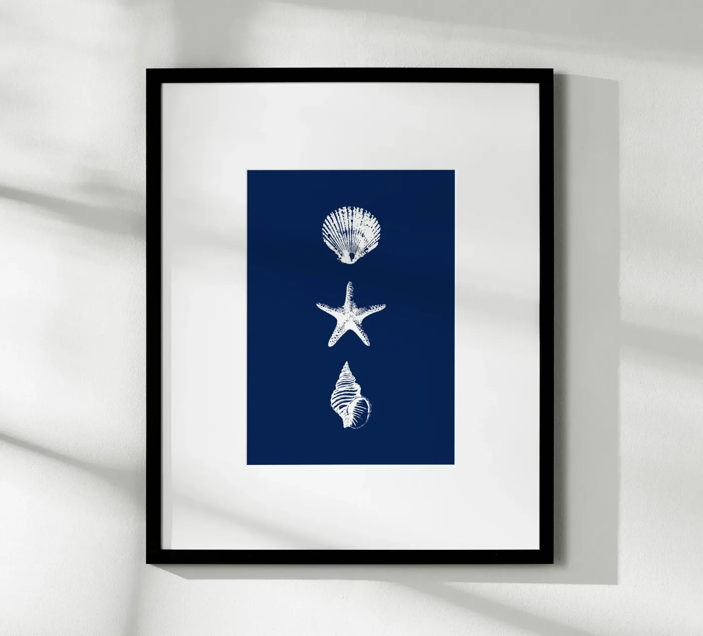 Shells against a blue background poster by La Maison Audrey