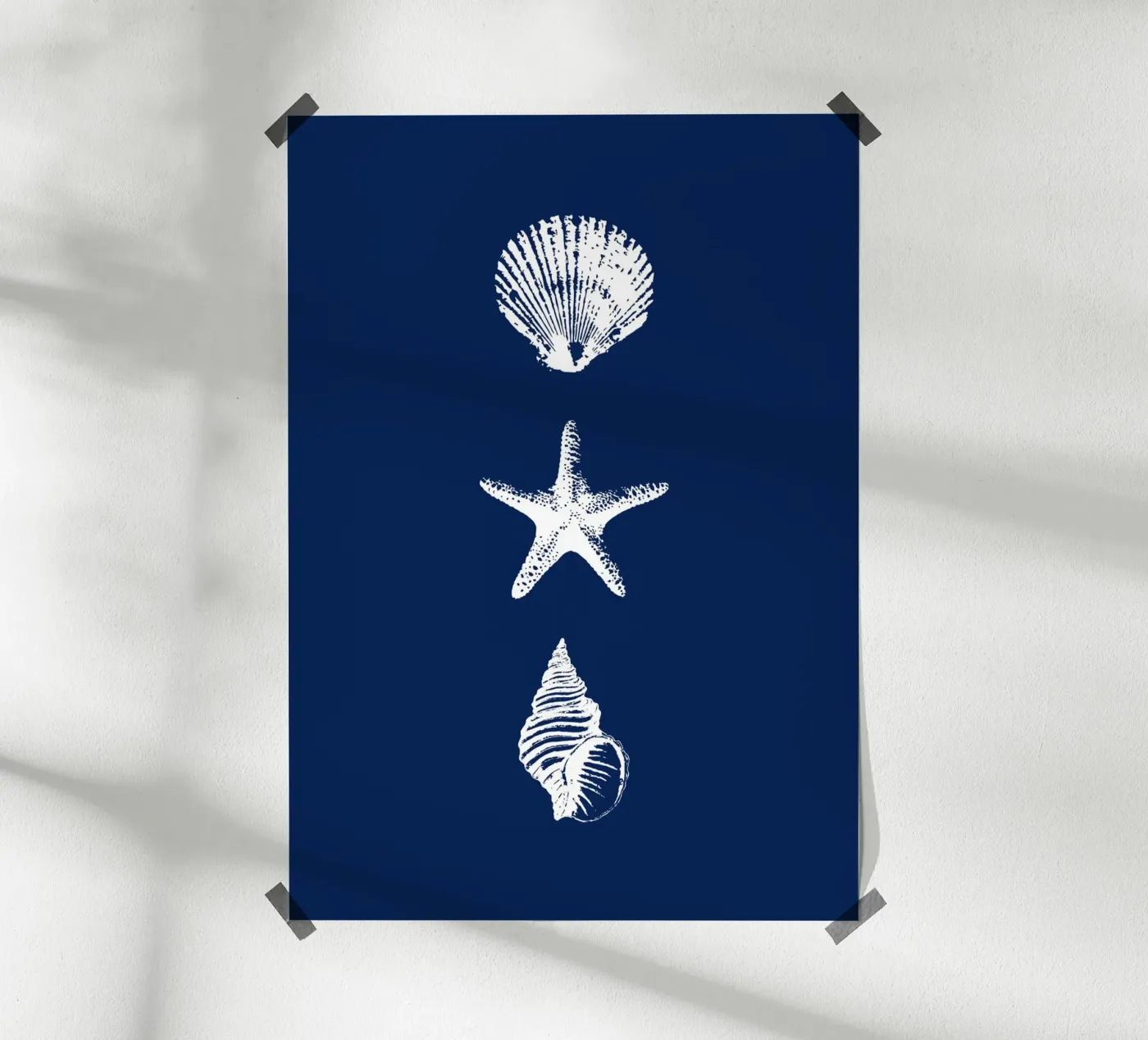 Shells against a blue background poster by La Maison Audrey