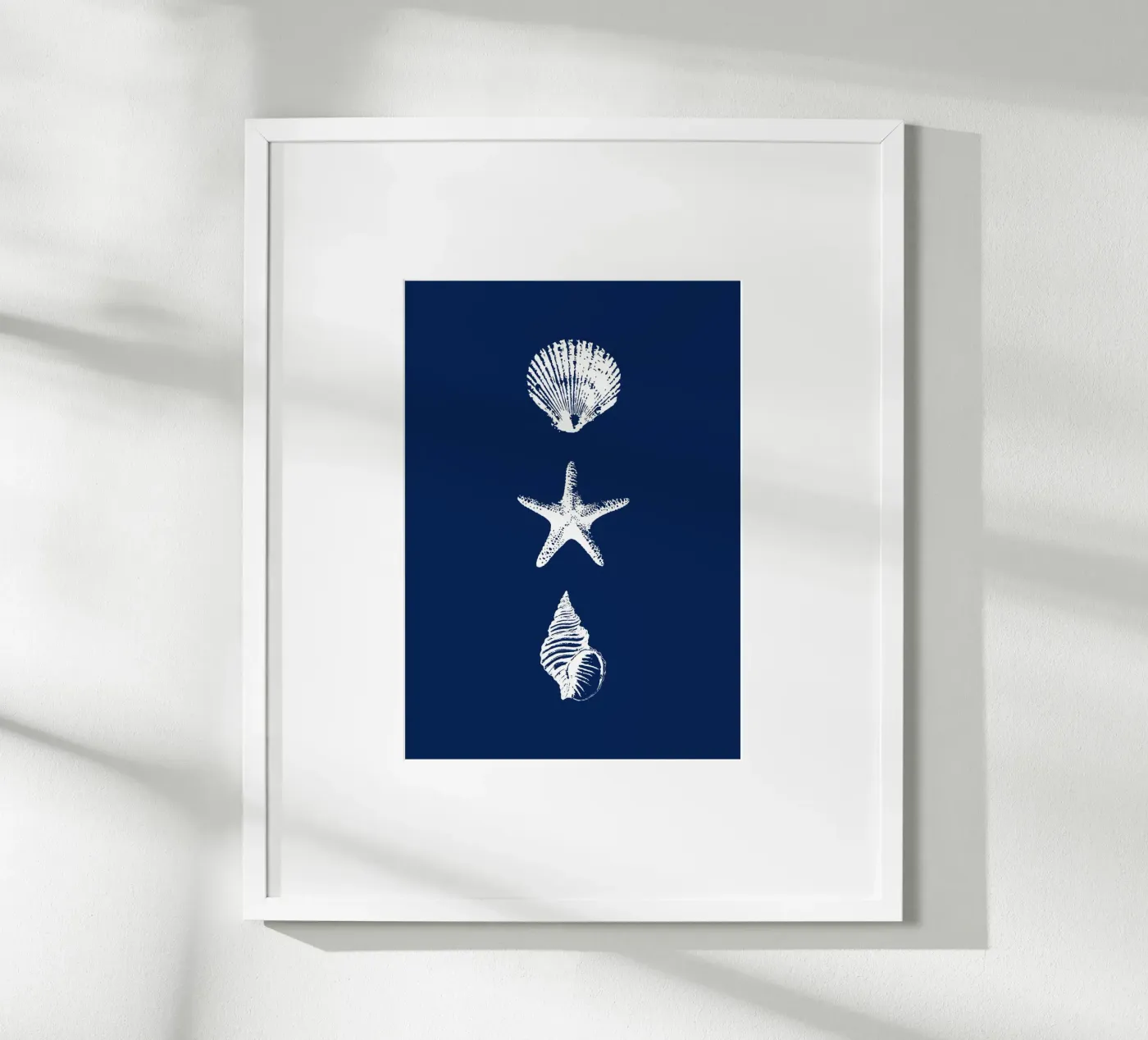 Shells against a blue background poster by La Maison Audrey
