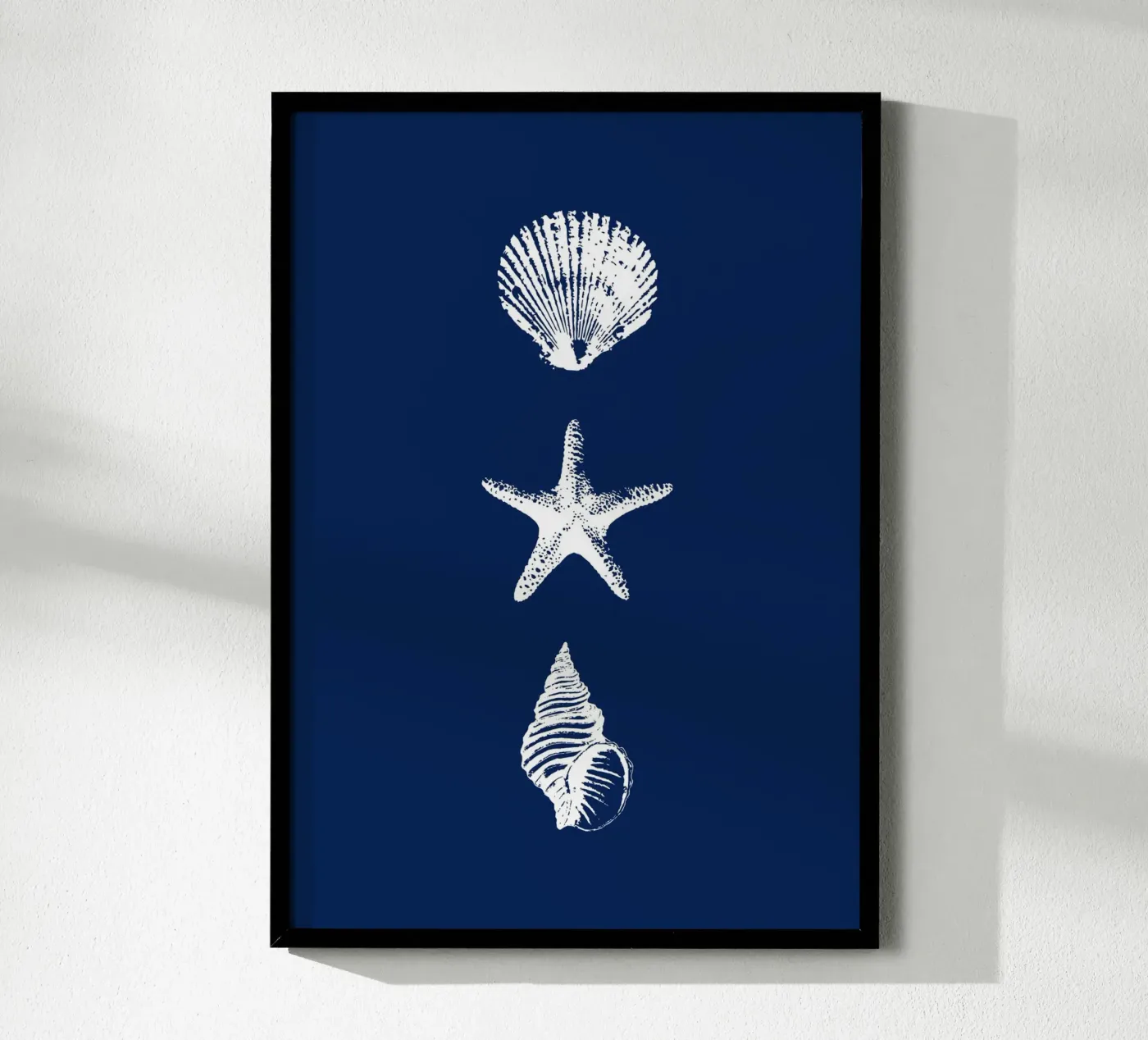 Shells against a blue background poster by La Maison Audrey