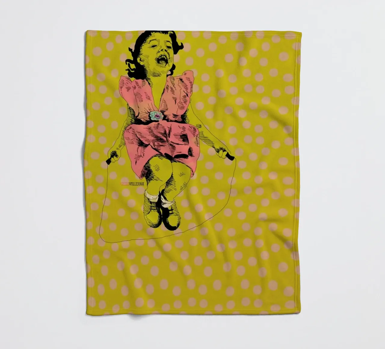 Jump Rope Rhyme fleece blanket by La Belette Rose