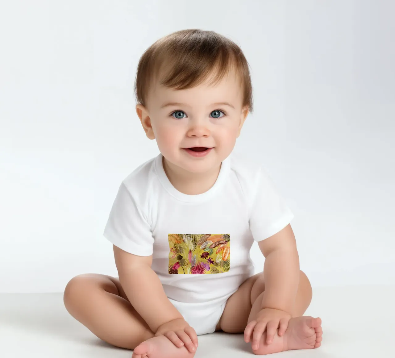 Tropical Foliage 07 short-sleeve baby romper by amini54