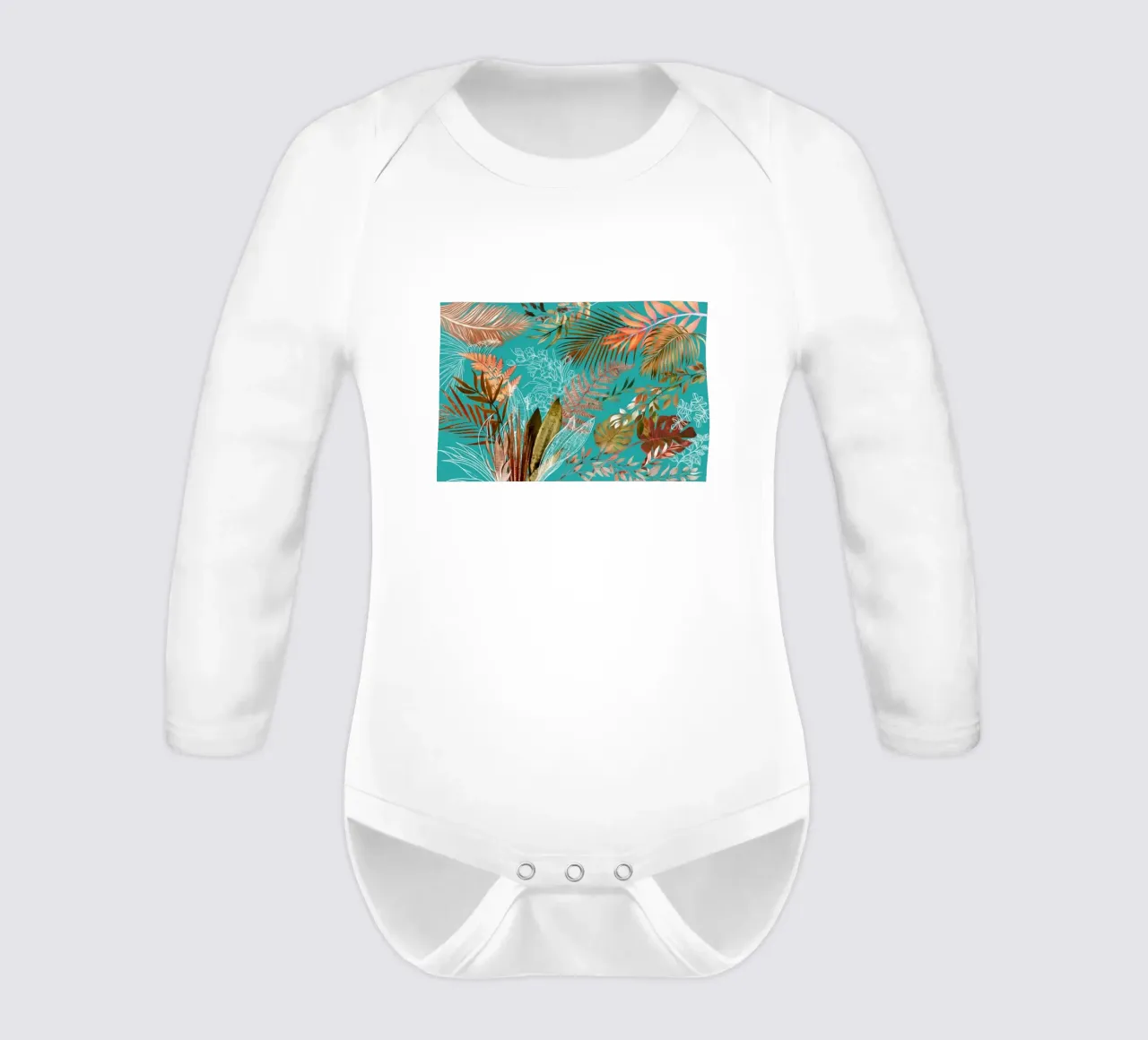Tropical Foliage 08 long-sleeve baby romper by amini54