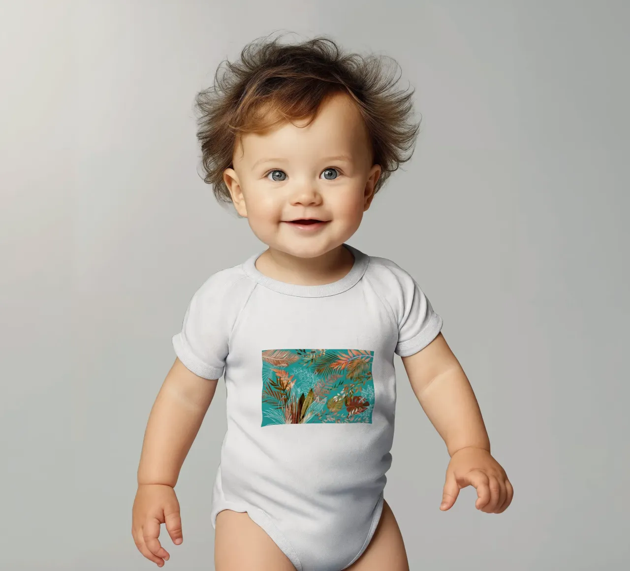 Tropical Foliage 08 short-sleeve baby romper by amini54