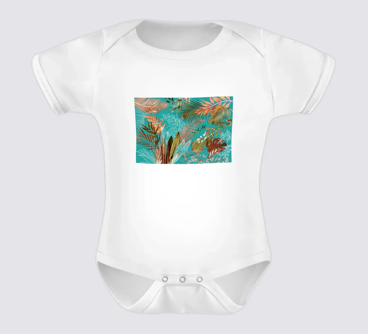 Tropical Foliage 08 short-sleeve baby romper by amini54