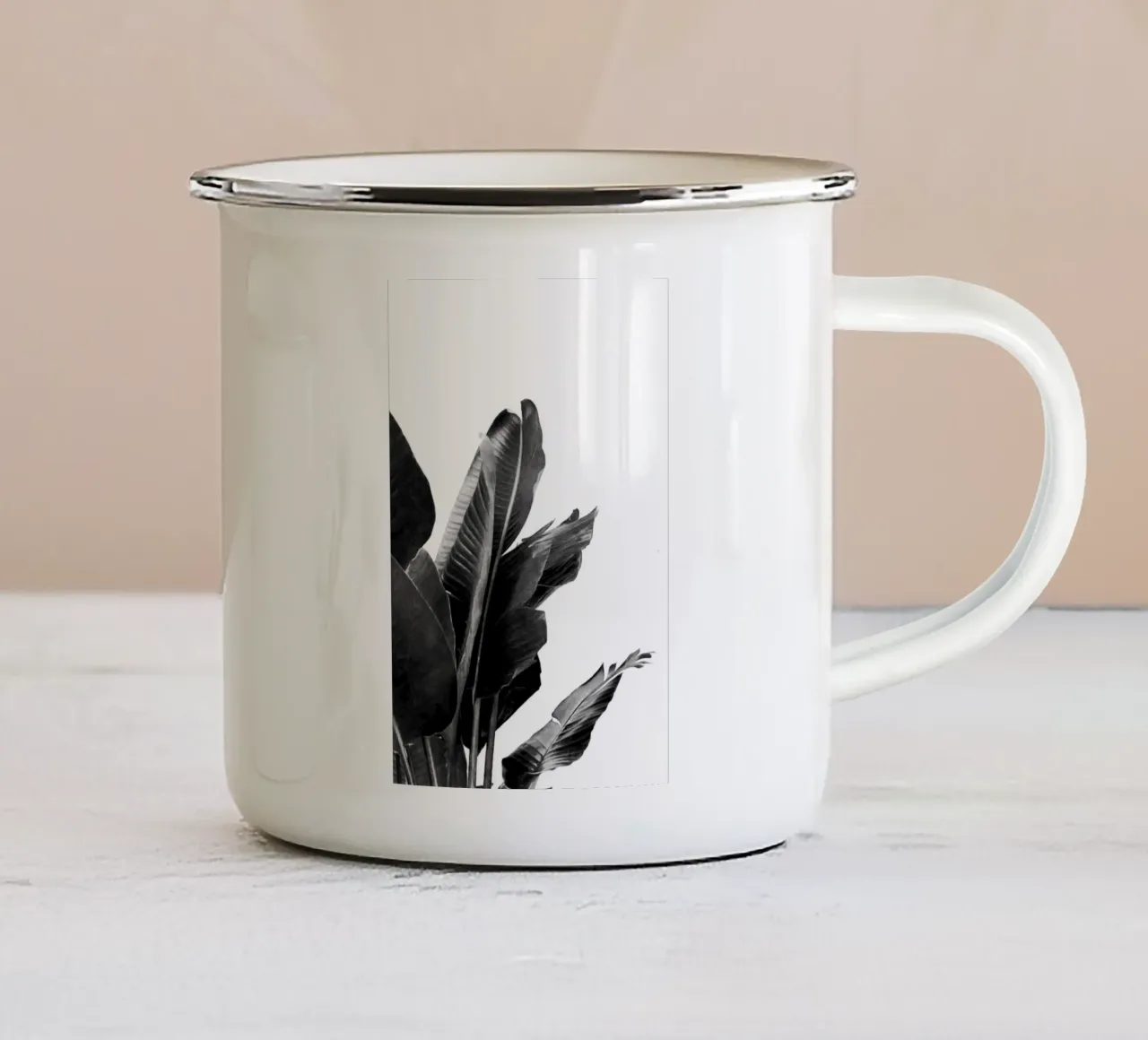 Uccello del Paradiso Pianta in bianco e nero 02 tazza in smalto da amini54