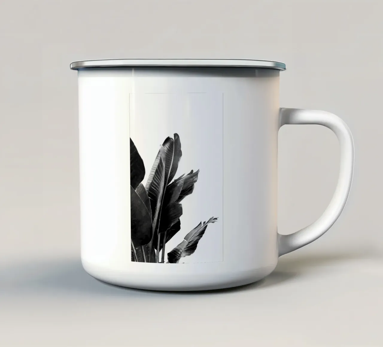 Uccello del Paradiso Pianta in bianco e nero 02 tazza in smalto da amini54