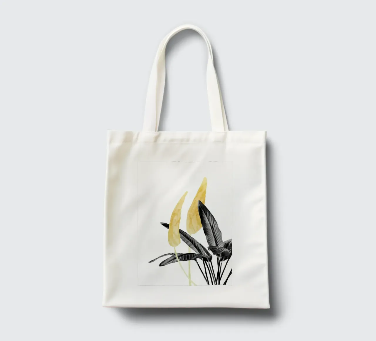 Paradiesvogel Pflanze Schwarz, Weiß und Gold 01 Jutebeutel von amini54
