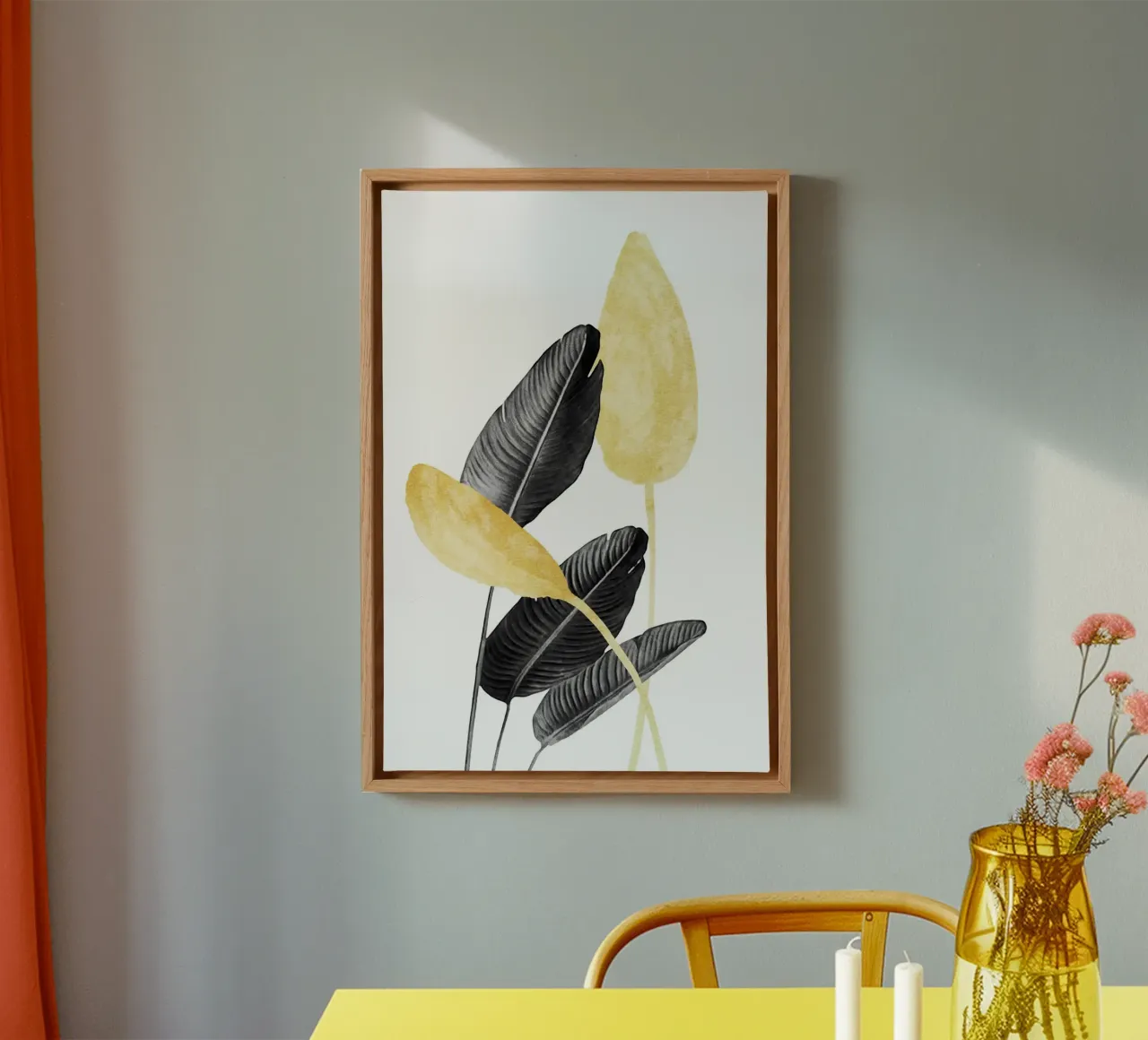 Bird of Paradise Plant Black, White and Gold 02 canvas by amini54