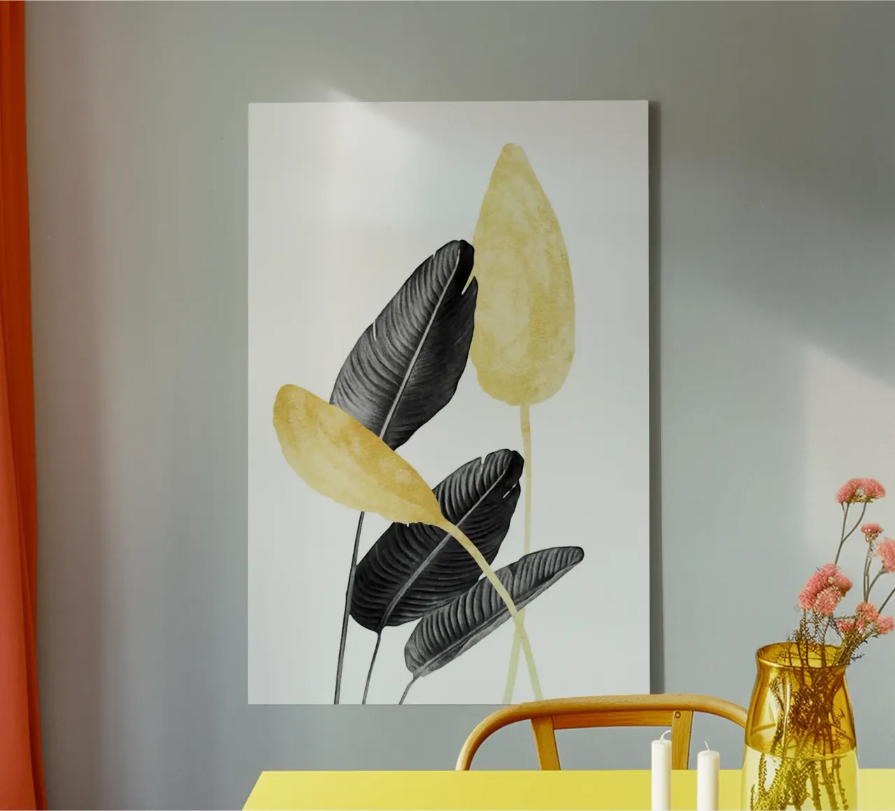 Bird of Paradise Plant Black, White and Gold 02 canvas by amini54