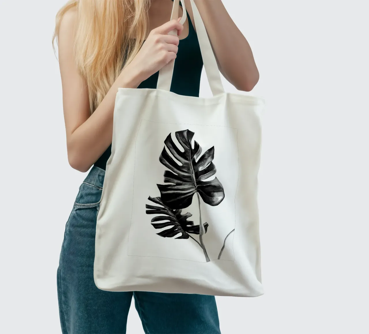Monstera Black and White 01 tote bag by amini54