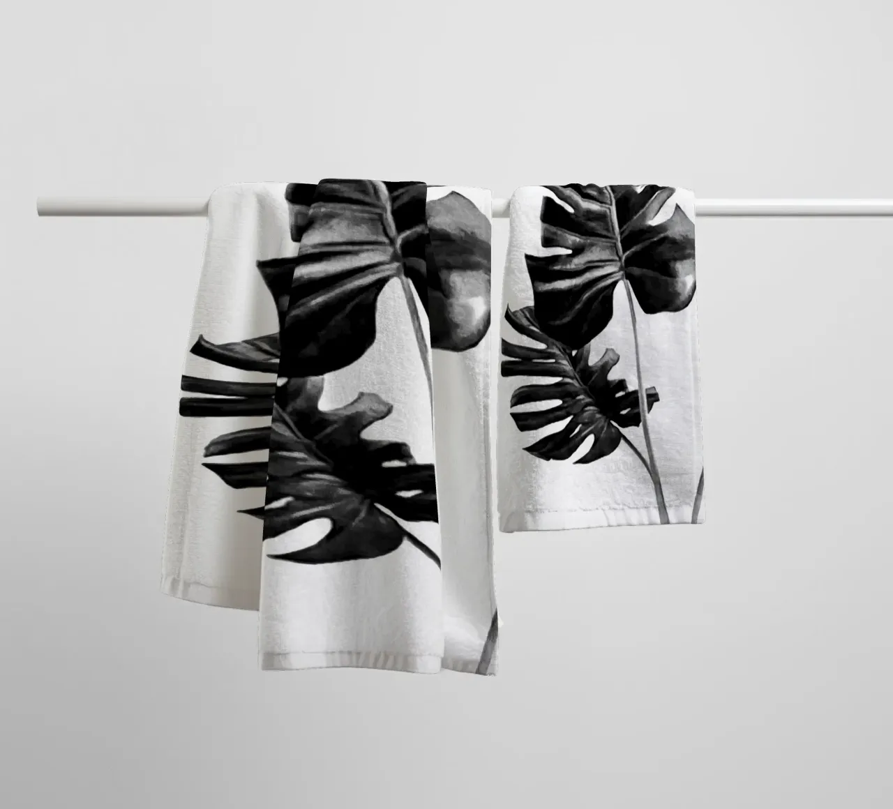 Monstera Bianco e Nero 01 asciugamano da bagno da amini54