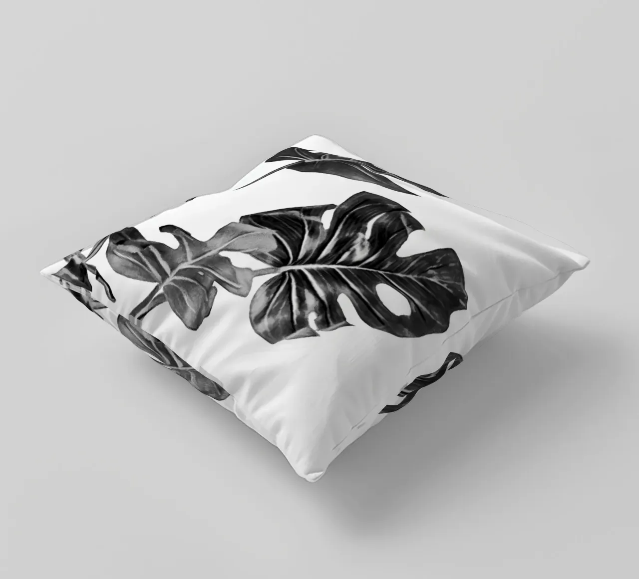 Monstera bianca e nera 02 cuscino da amini54