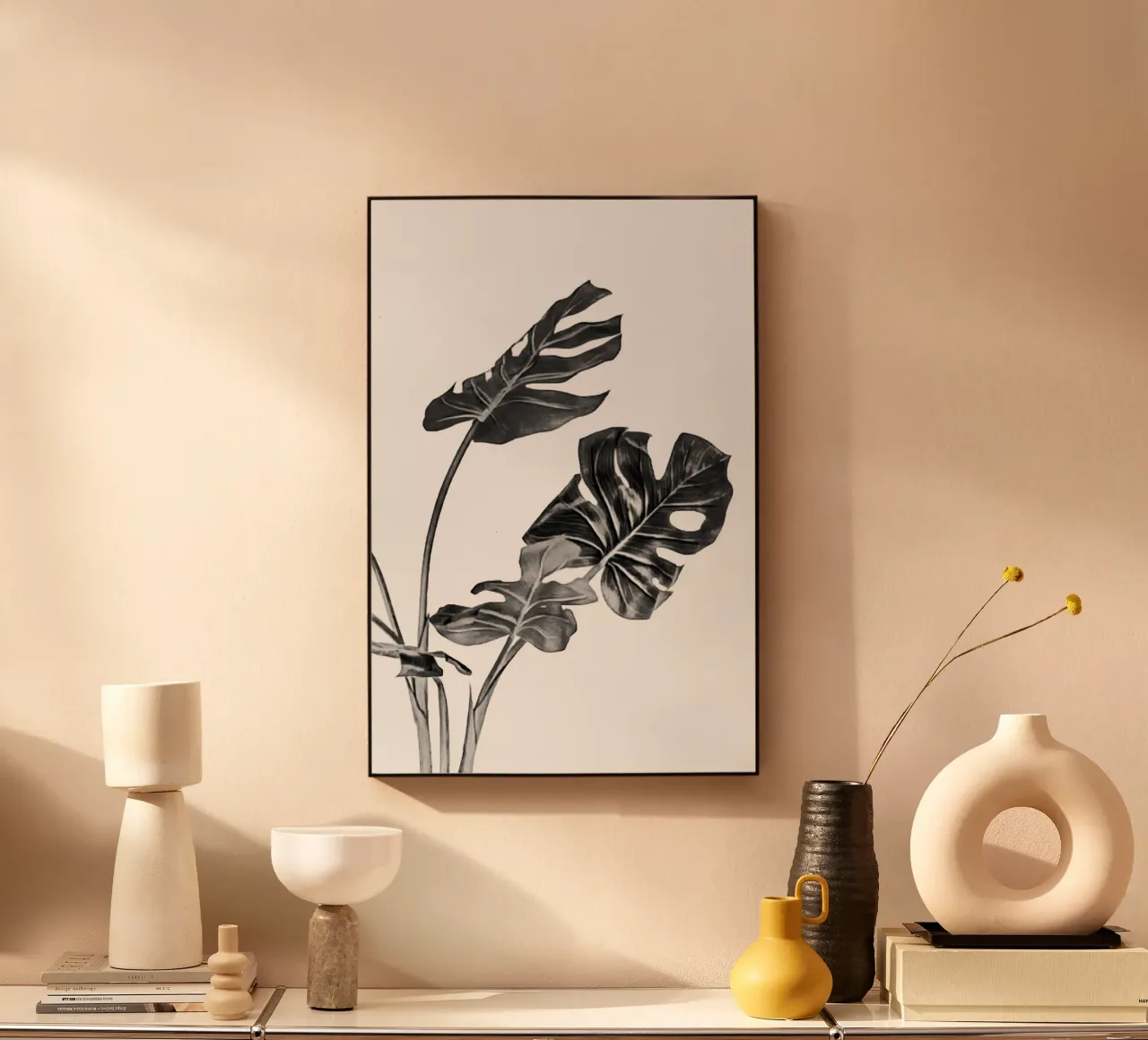 Monstera bianca e nera 02 plexiglass da amini54