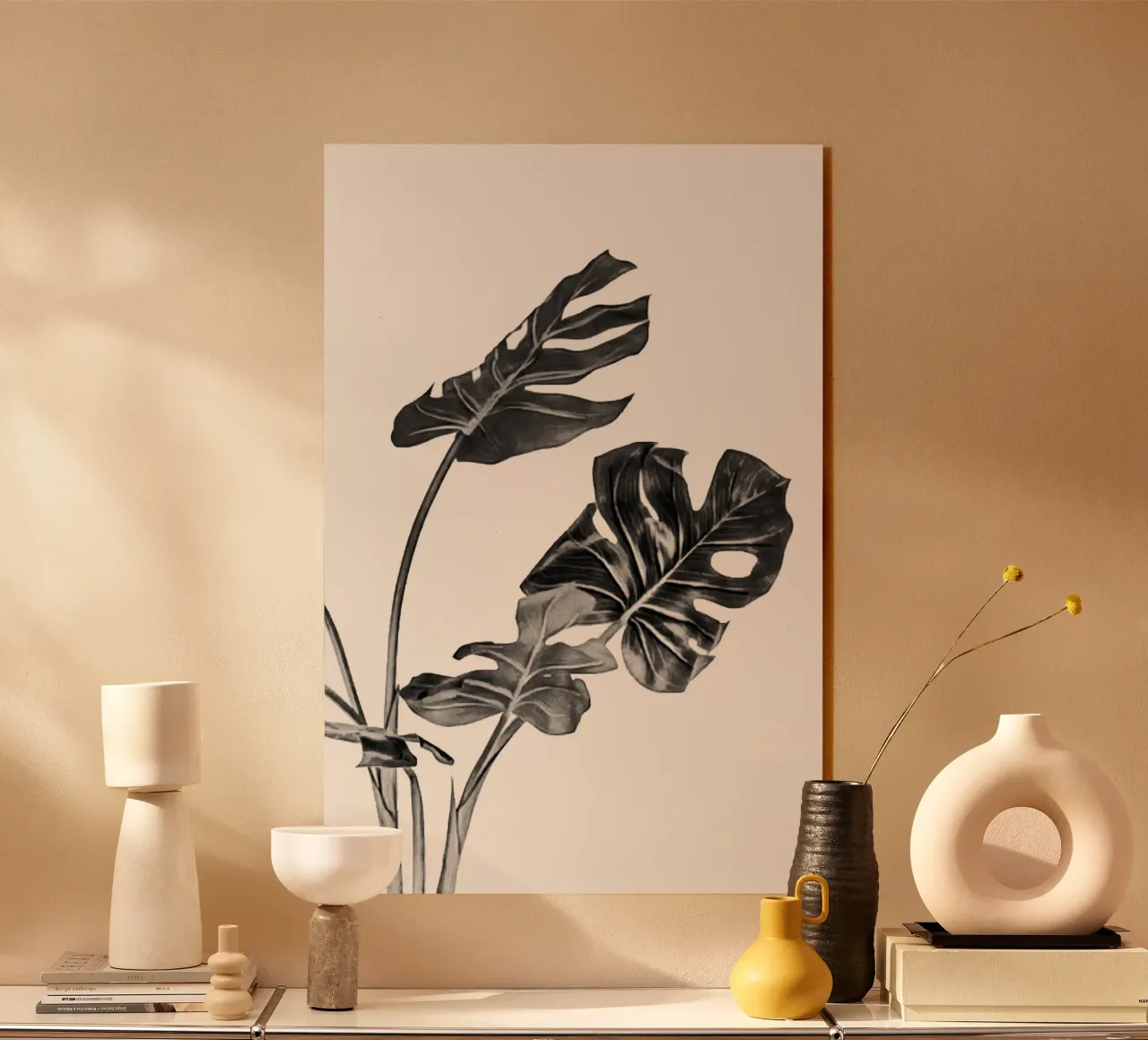 Monstera bianca e nera 02 plexiglass da amini54