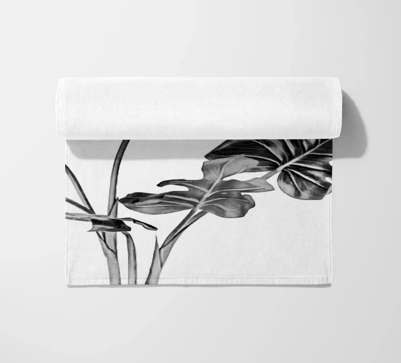 Monstera bianca e nera 02 telo mare da amini54