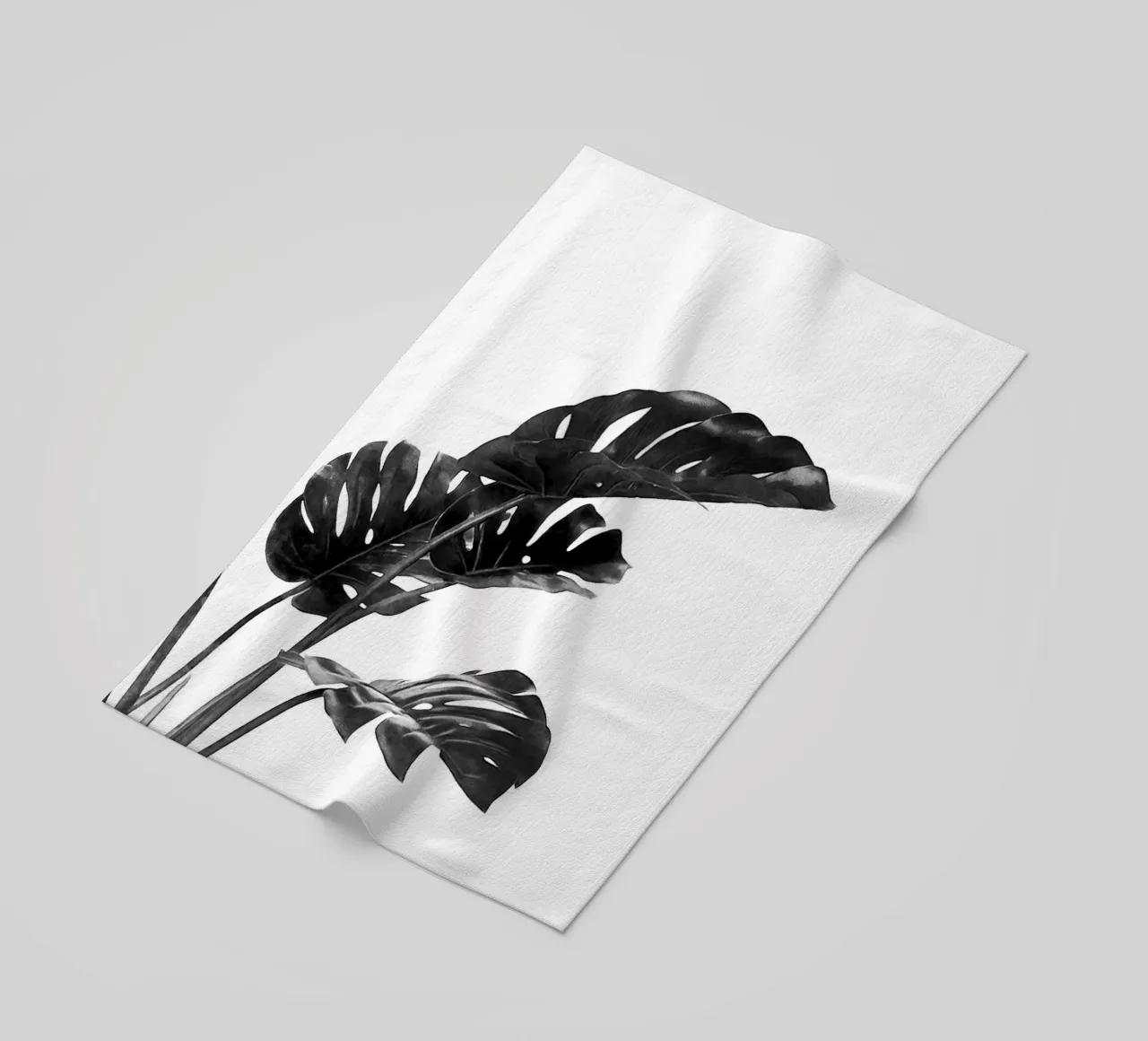 Monstera bianca e nera 03 telo mare da amini54