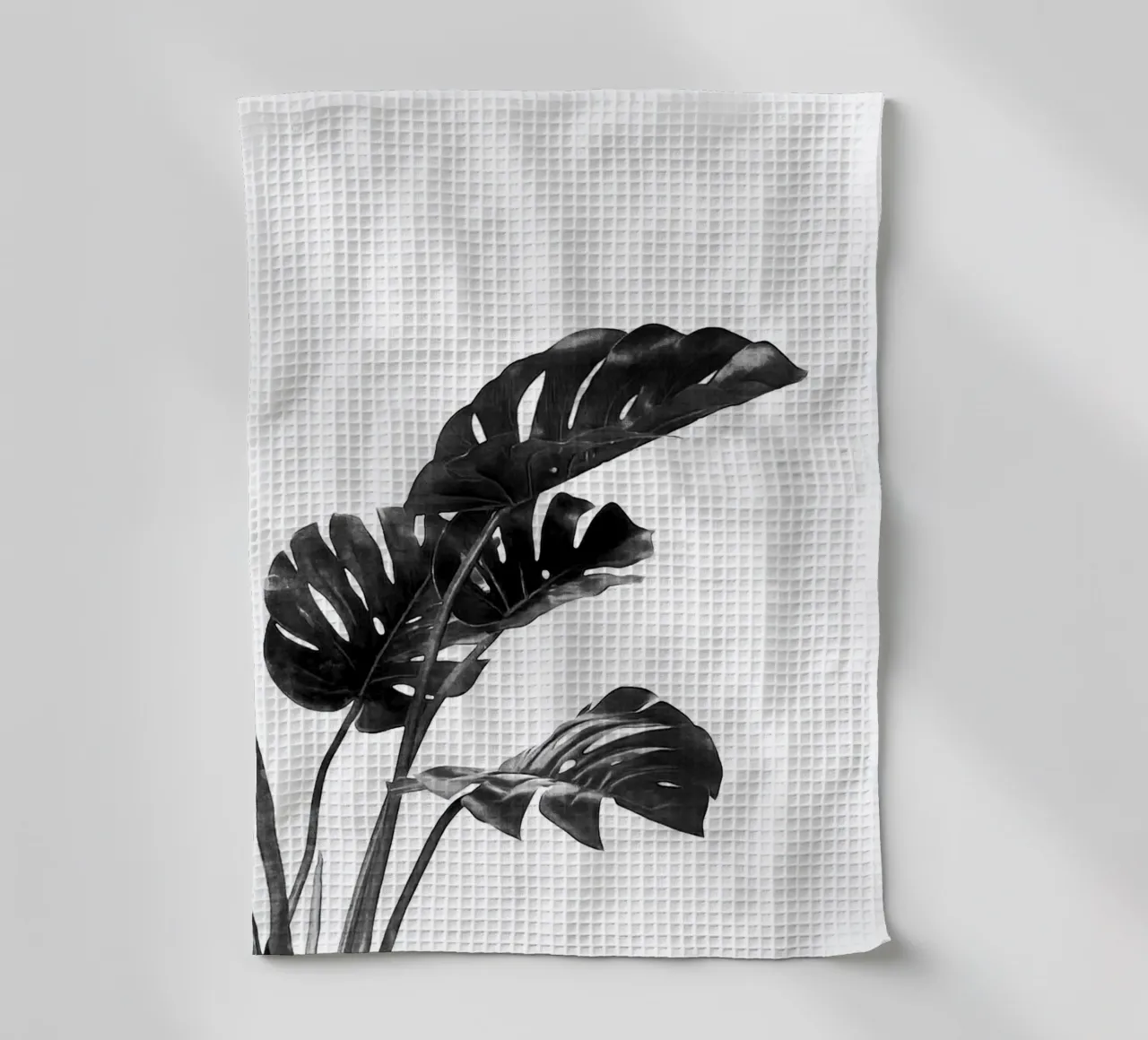 Monstera bianca e nera 03 canovaccio da cucina da amini54