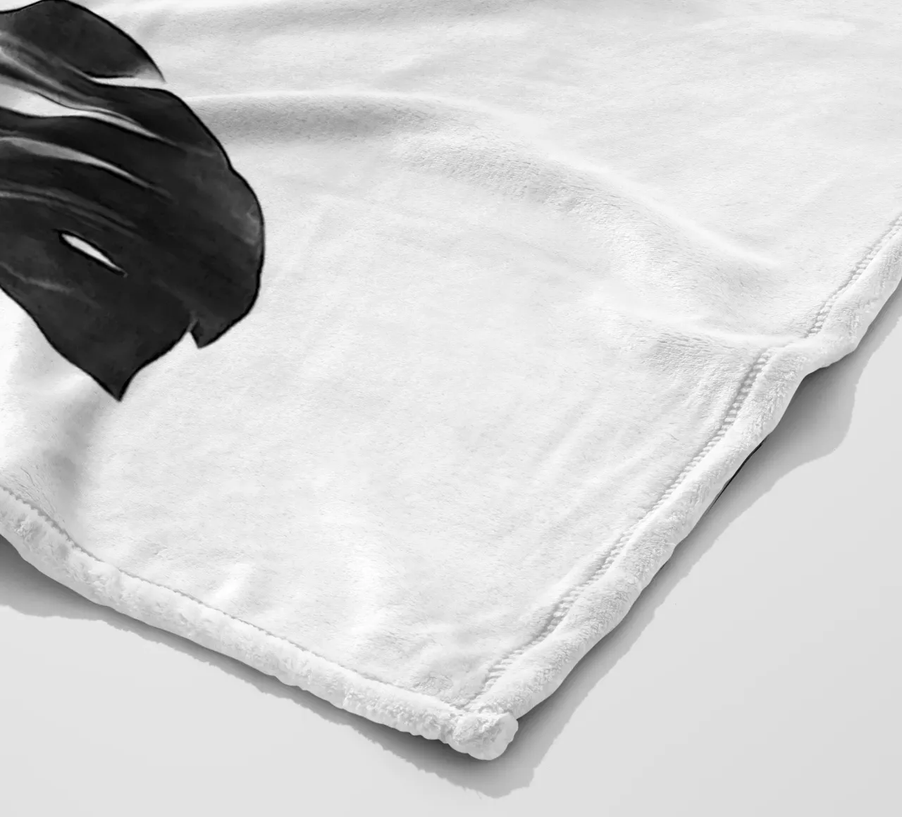 Monstera bianca e nera 03 coperta in pile da amini54