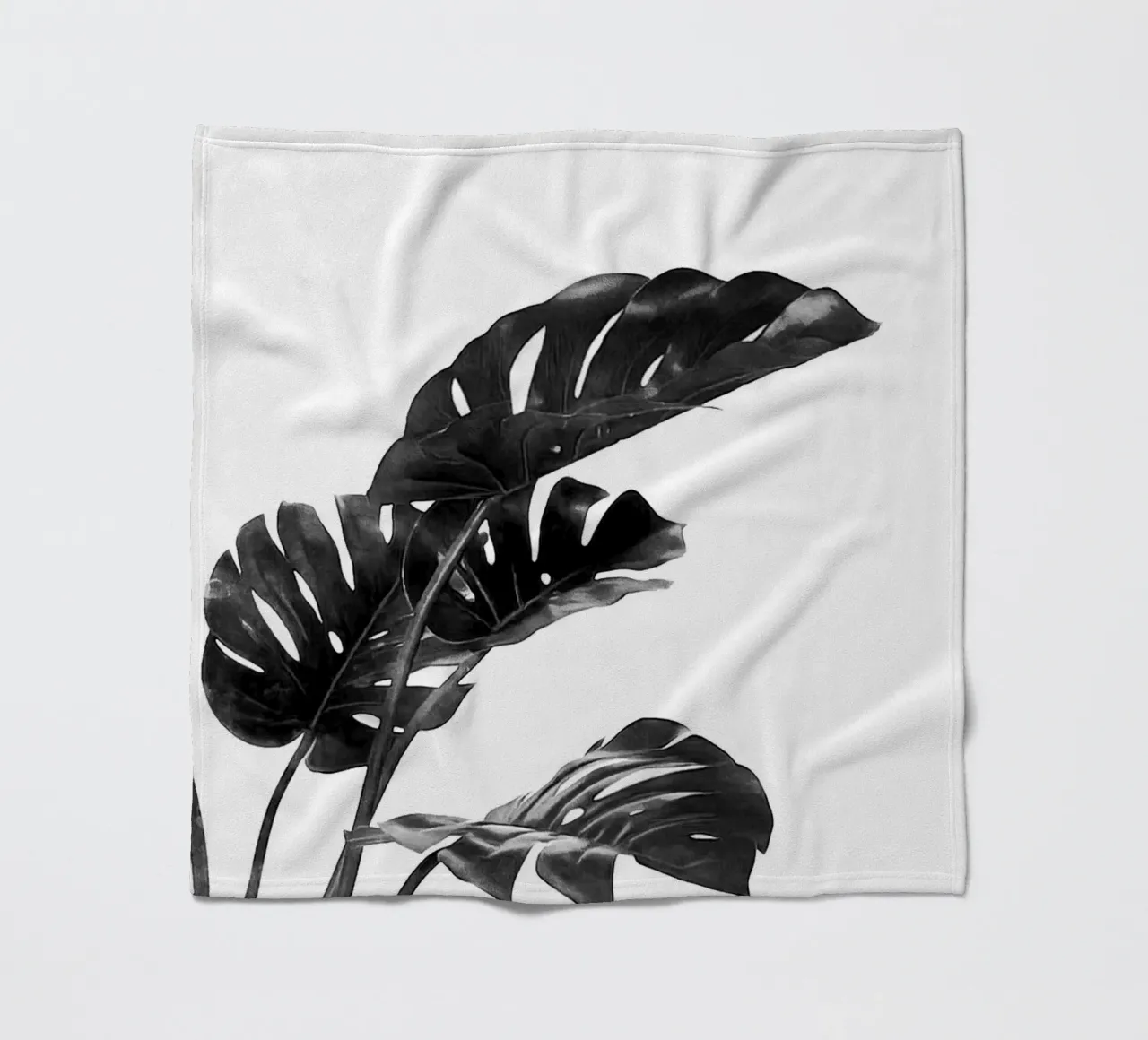 Monstera bianca e nera 03 coperta in pile da amini54