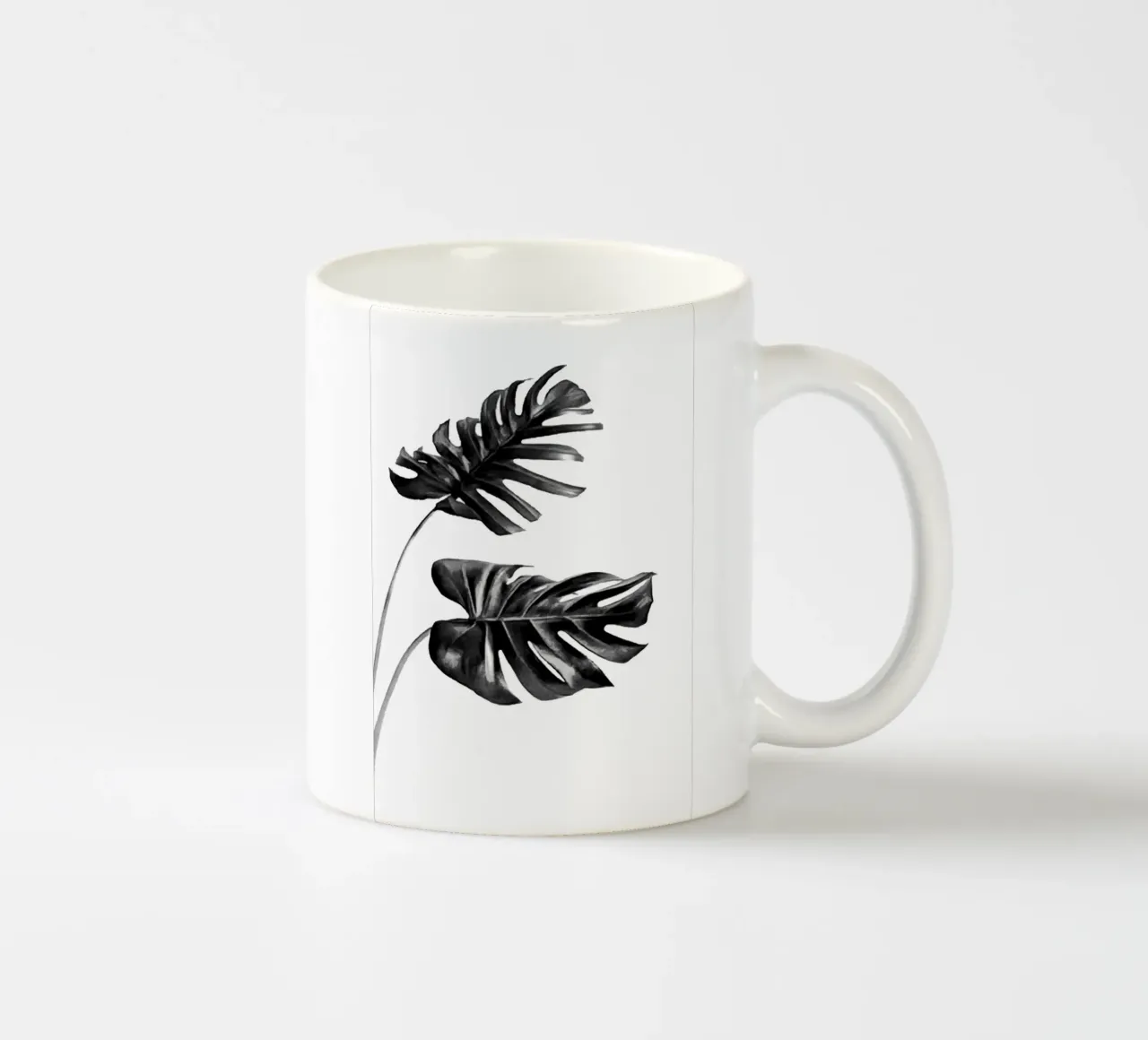 Monstera bianca e nera 04 tazza in ceramica da amini54