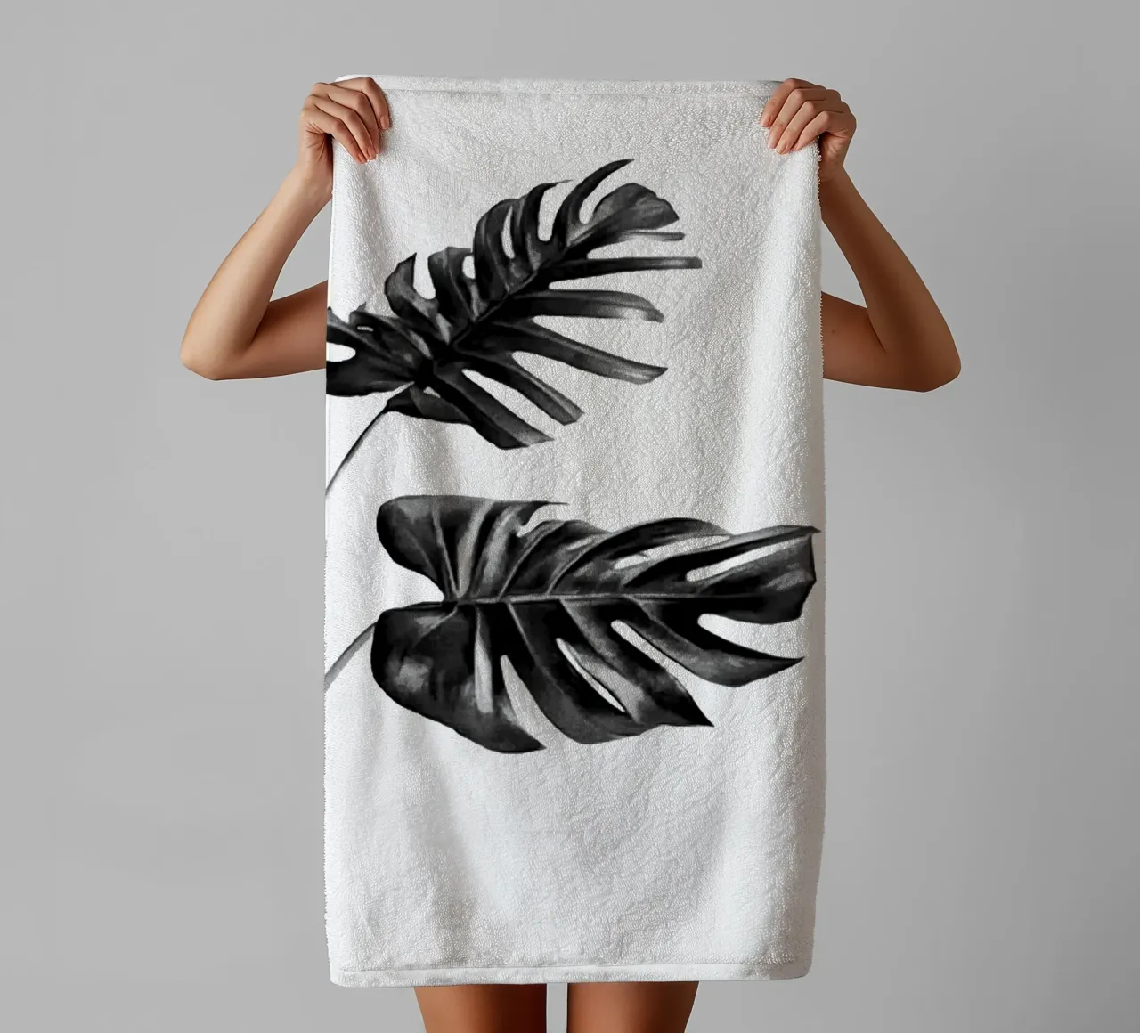 Monstera bianca e nera 04 asciugamano da bagno da amini54