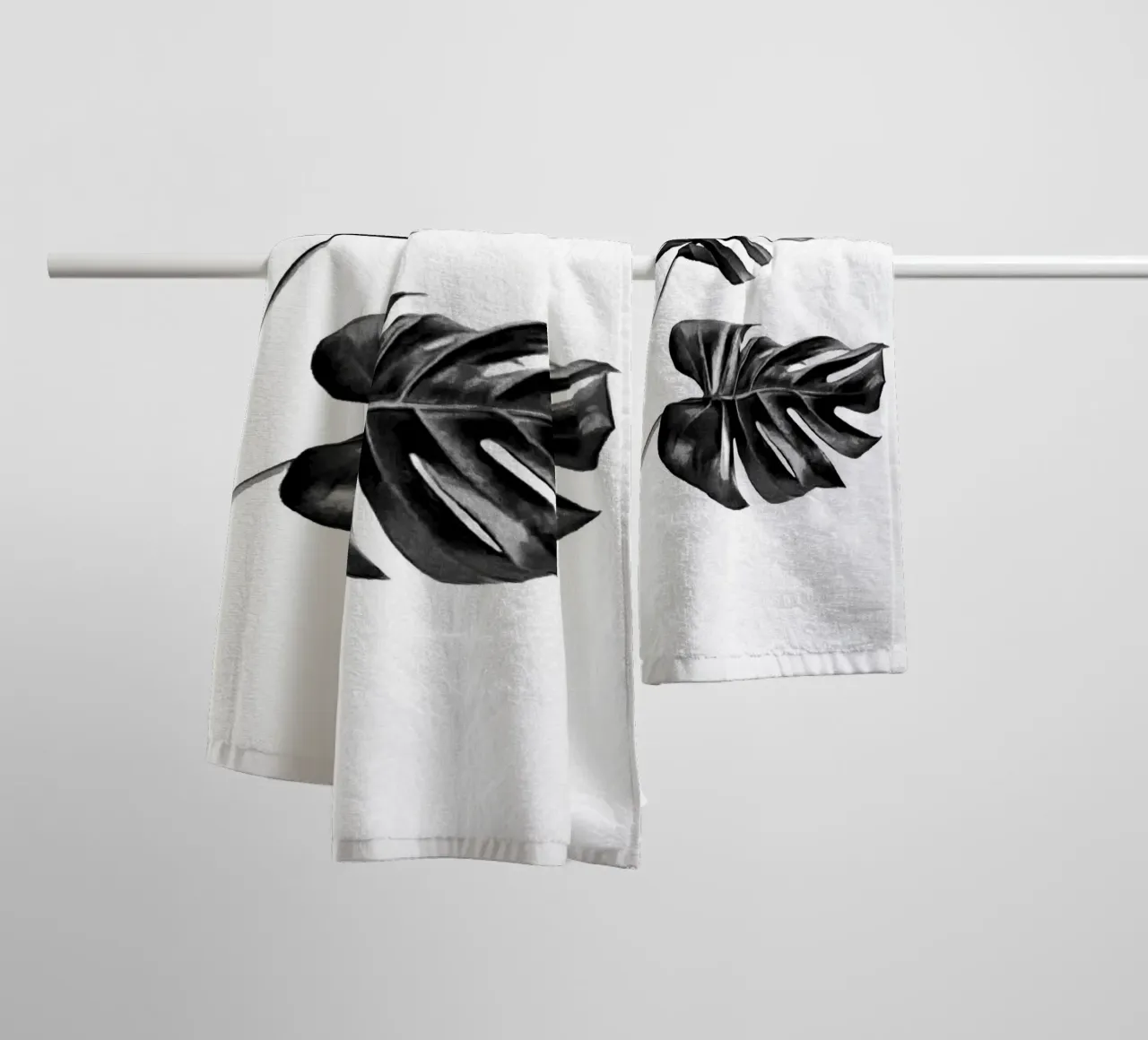 Monstera bianca e nera 04 asciugamano da bagno da amini54