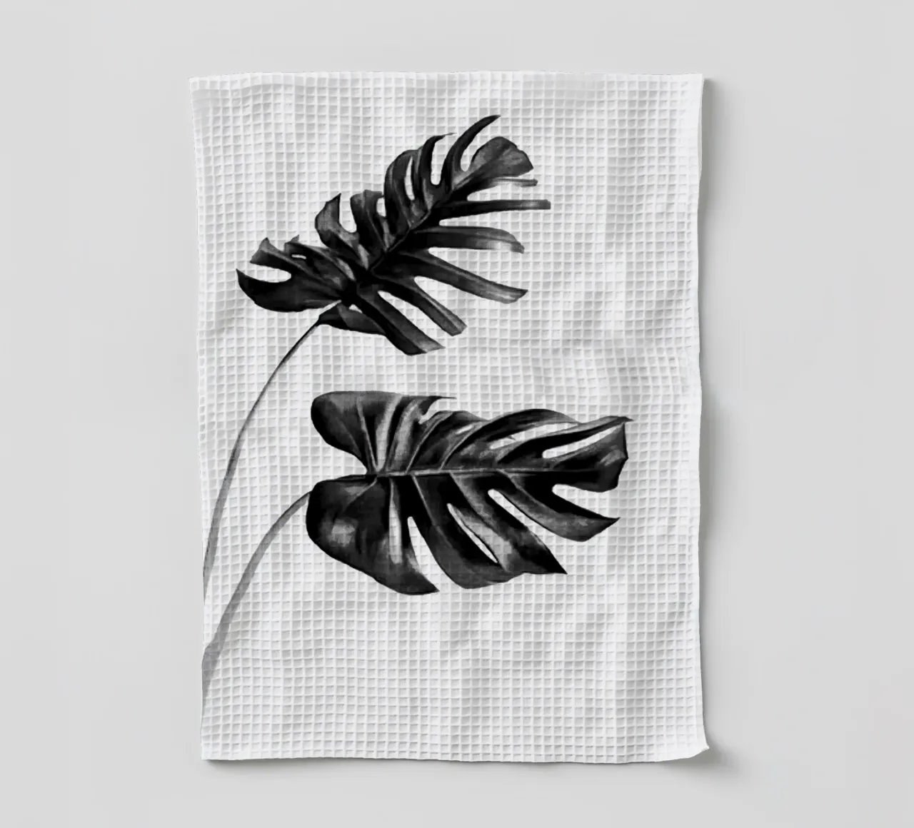 Monstera bianca e nera 04 canovaccio da cucina da amini54