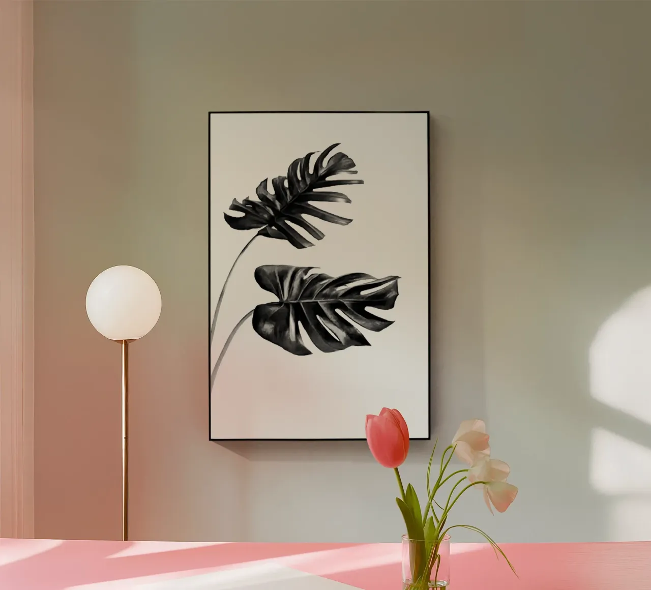 Monstera bianca e nera 04 plexiglass da amini54