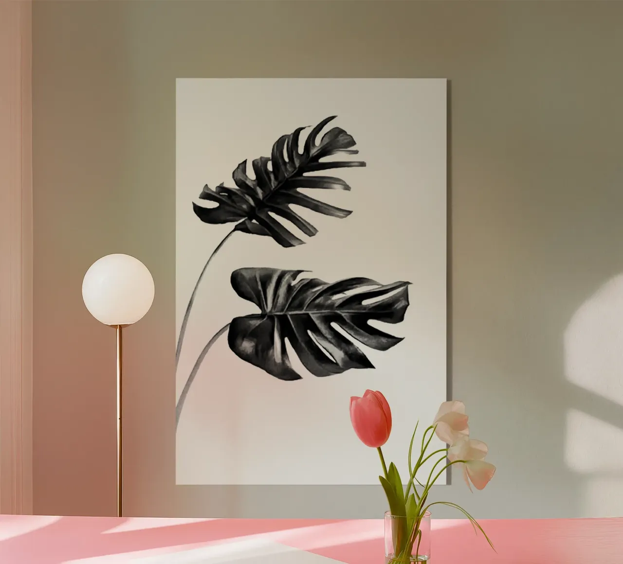 Monstera bianca e nera 04 plexiglass da amini54